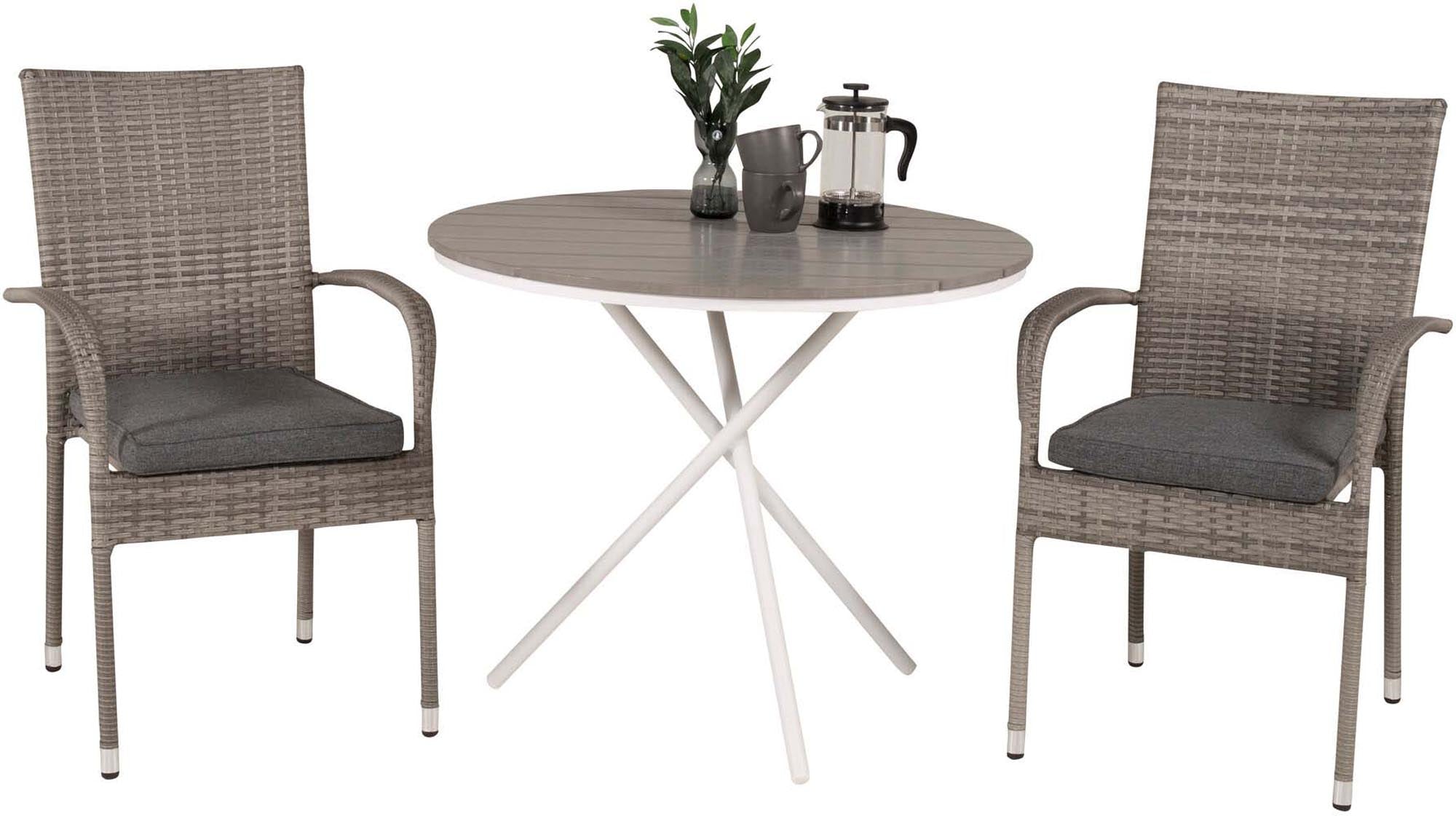 Parma Outdoor-Tischset + Anna ⌀90cm/2St. in Grau präsentiert im Onlineshop von KAQTU Design AG. Gartentischset ist von Venture Home