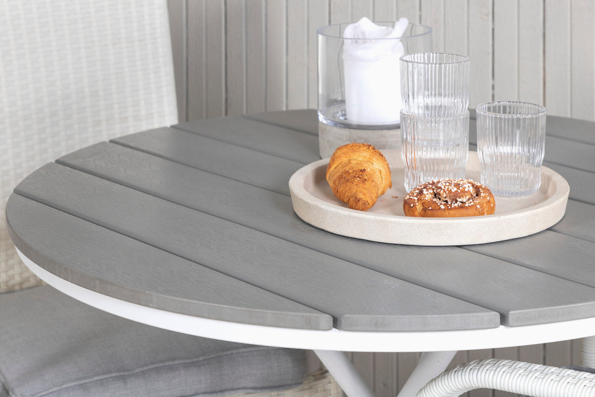 Parma Outdoor-Tischset + Anna ⌀90cm/2St. in Grau präsentiert im Onlineshop von KAQTU Design AG. Gartentischset ist von Venture Home