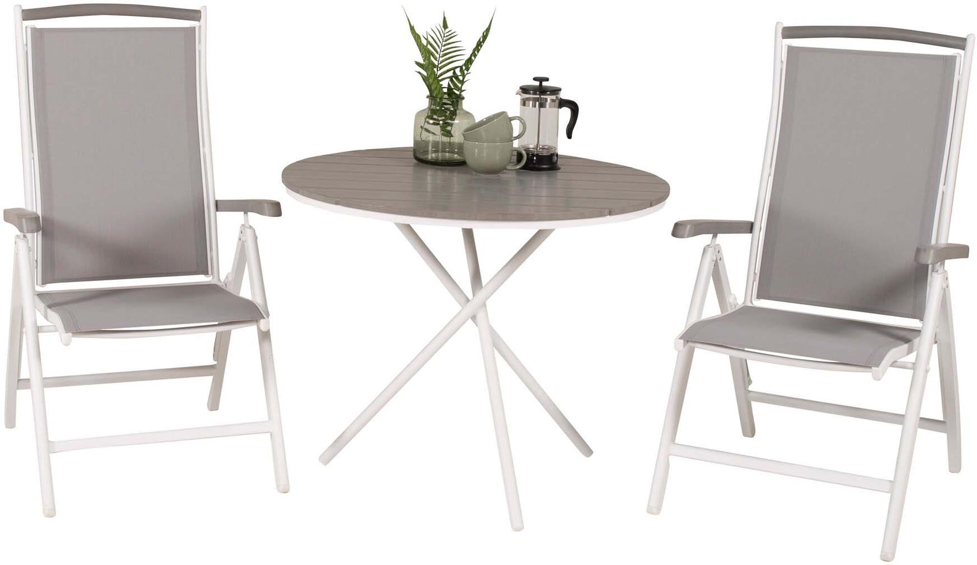 Parma Outdoor-Tischset + Albany ⌀90cm/2St. in Grau weiss präsentiert im Onlineshop von KAQTU Design AG. Gartentischset ist von Venture Home