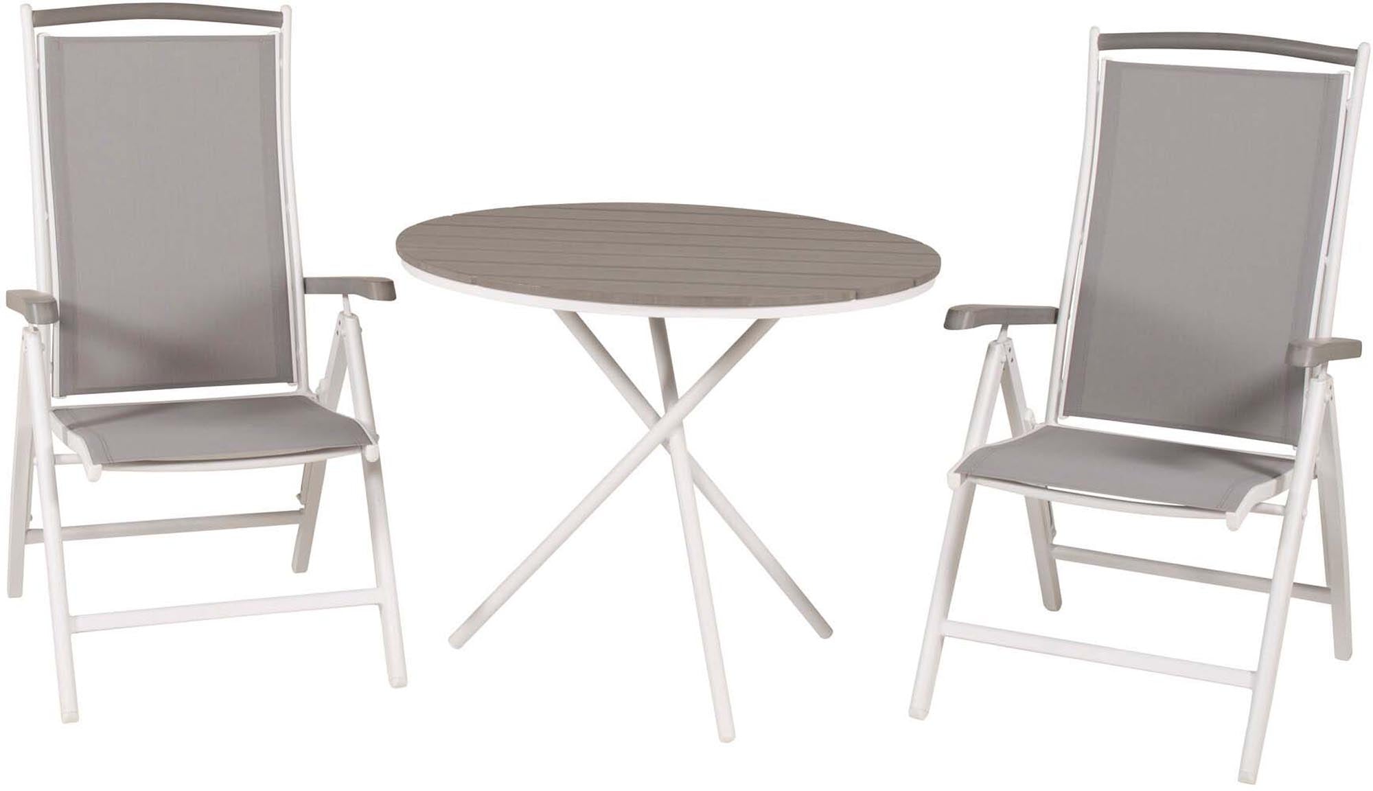 Parma Outdoor-Tischset + Albany ⌀90cm/2St. in Grau weiss präsentiert im Onlineshop von KAQTU Design AG. Gartentischset ist von Venture Home