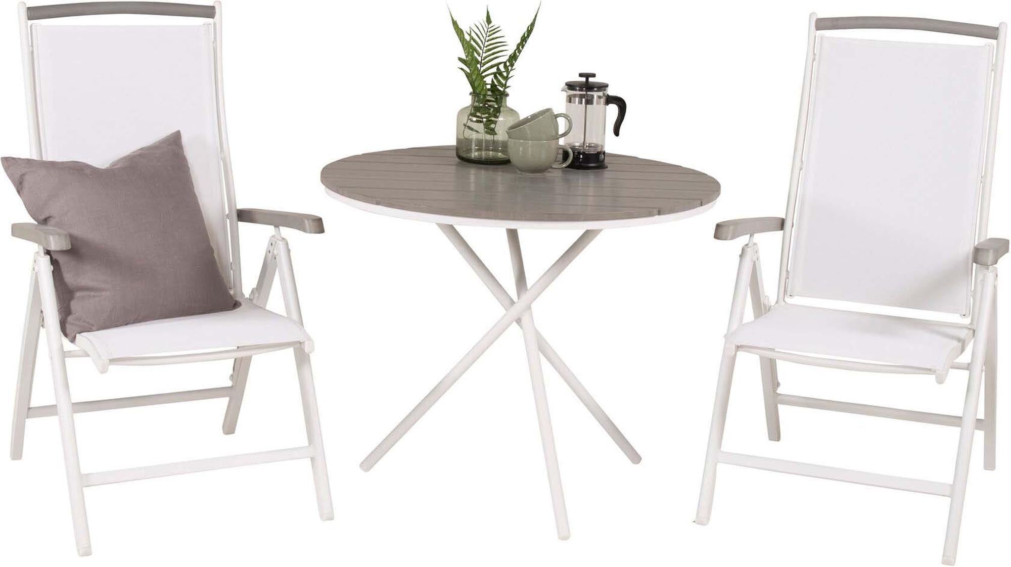 Parma Outdoor-Tischset + Albany ⌀90cm/2St. in Weiss präsentiert im Onlineshop von KAQTU Design AG. Gartentischset ist von Venture Home