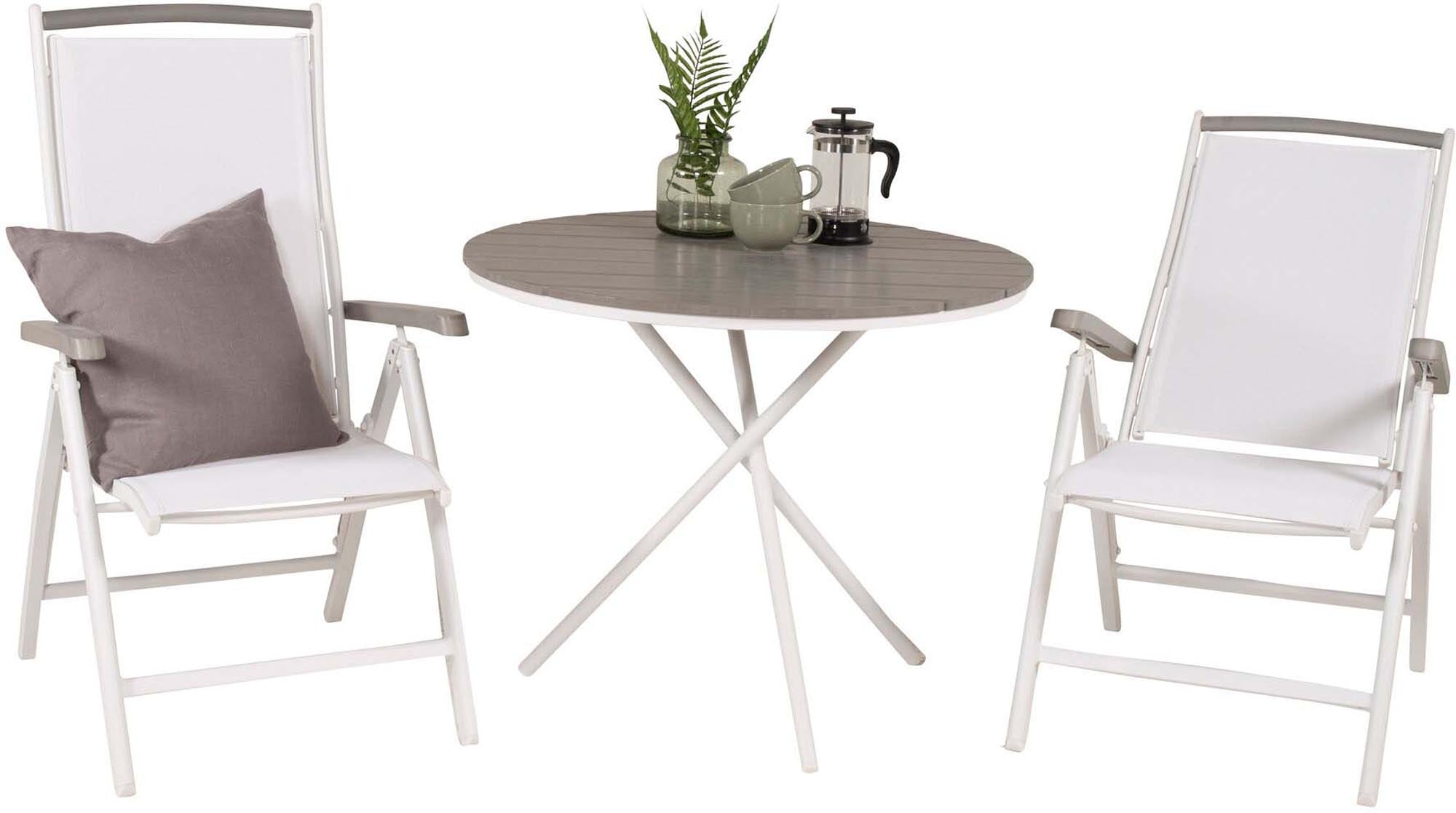 Parma Outdoor-Tischset + Albany ⌀90cm/2St. in Weiss präsentiert im Onlineshop von KAQTU Design AG. Gartentischset ist von Venture Home