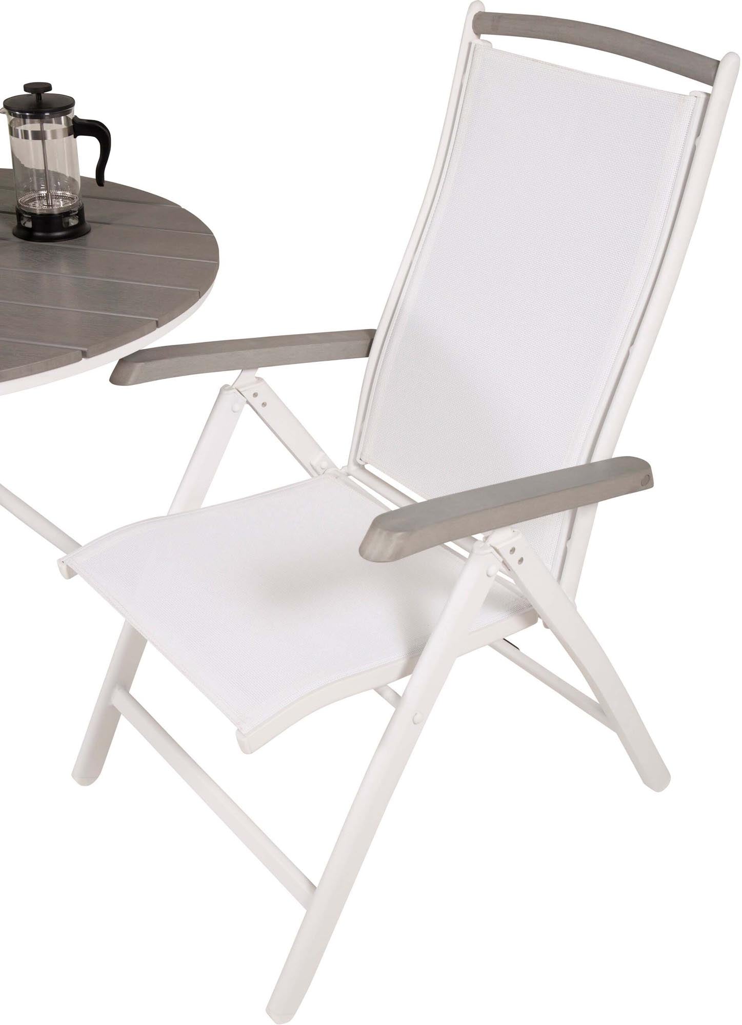 Parma Outdoor-Tischset + Albany ⌀90cm/2St. in Weiss präsentiert im Onlineshop von KAQTU Design AG. Gartentischset ist von Venture Home