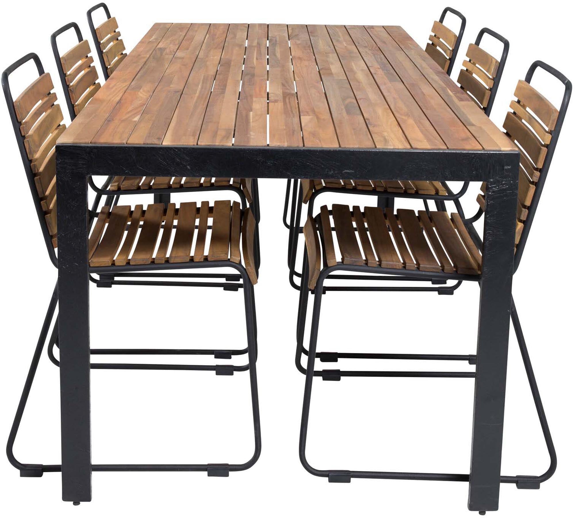 Bois Outdoor-Tischset 205cm/6St. in Schwarz präsentiert im Onlineshop von KAQTU Design AG. Gartentischset ist von Venture Home