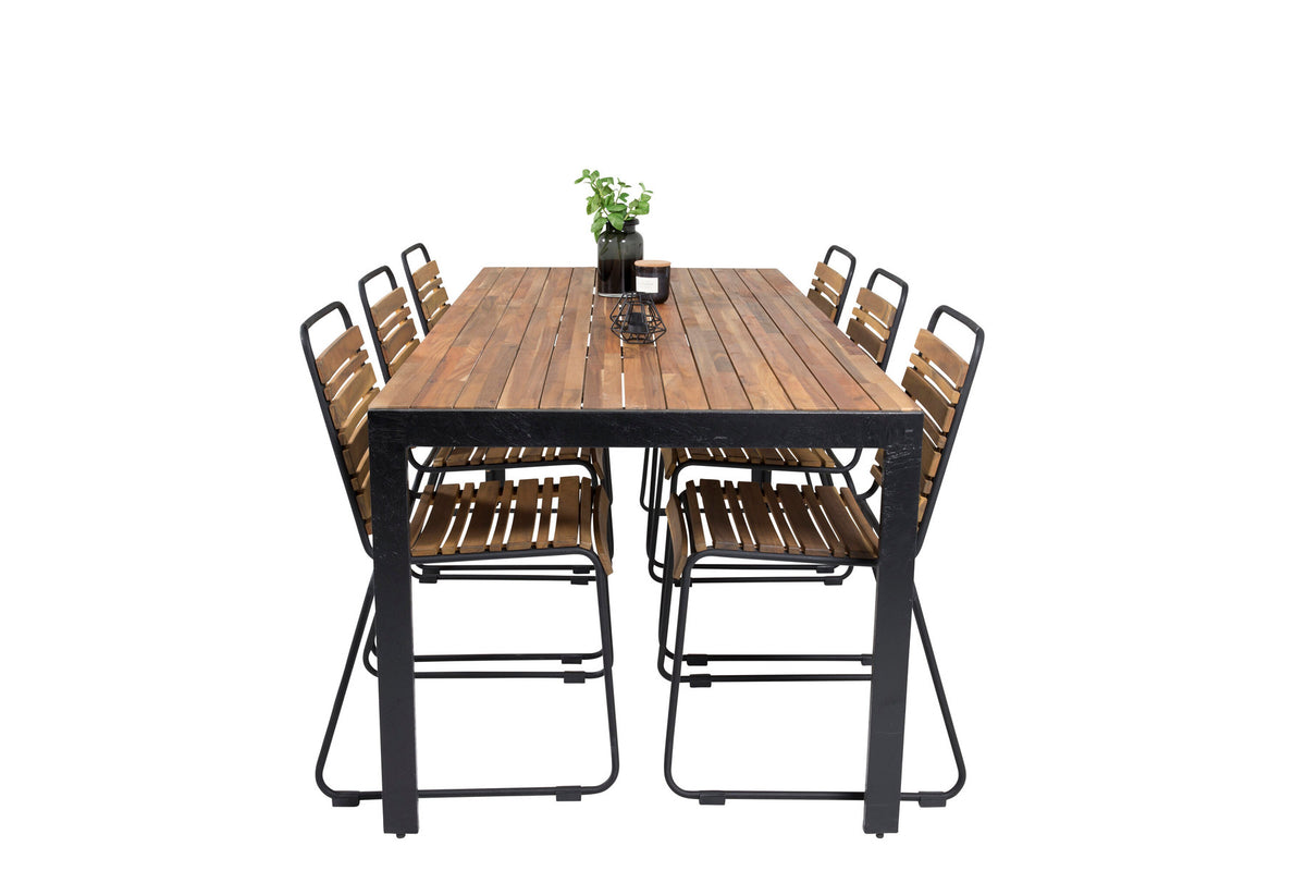 Bois Outdoor-Tischset 205cm/6St. in Schwarz präsentiert im Onlineshop von KAQTU Design AG. Gartentischset ist von Venture Home