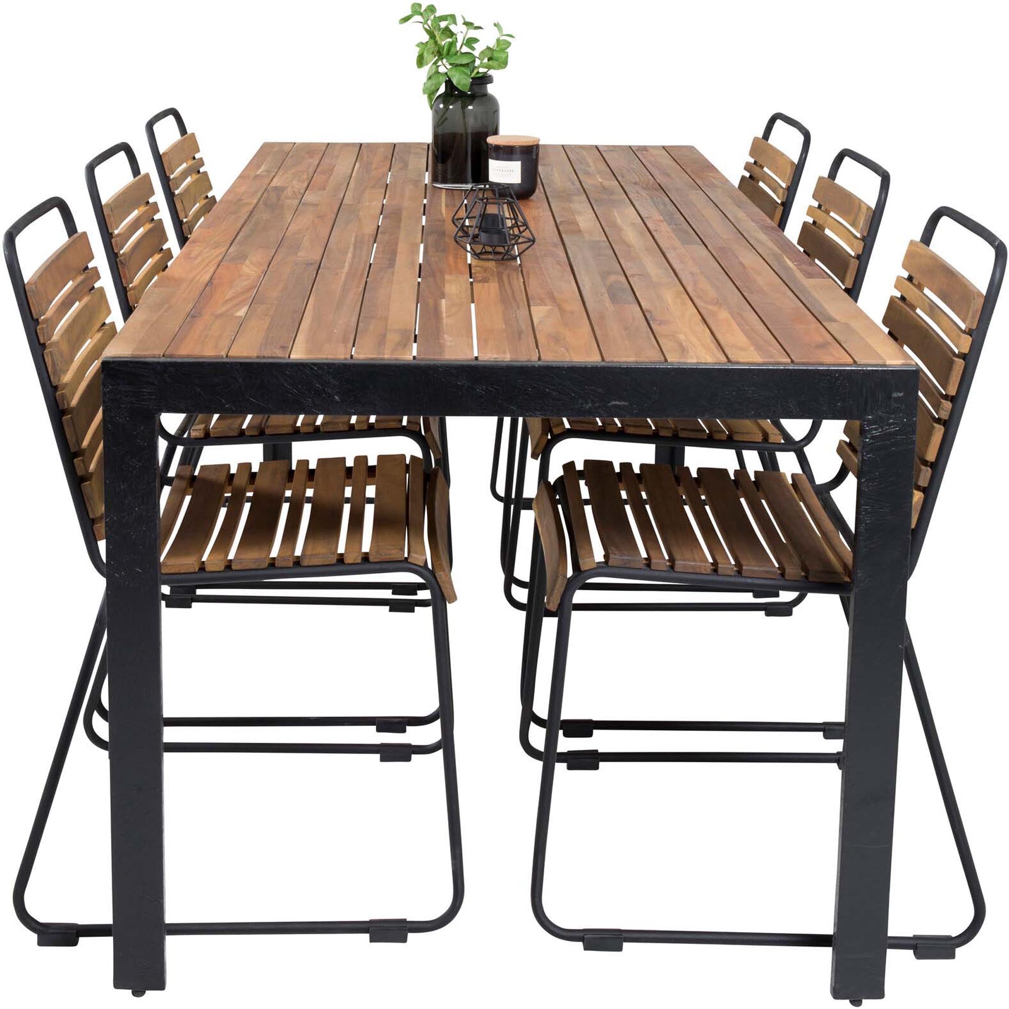 Bois Outdoor-Tischset 205cm/6St. in Schwarz präsentiert im Onlineshop von KAQTU Design AG. Gartentischset ist von Venture Home