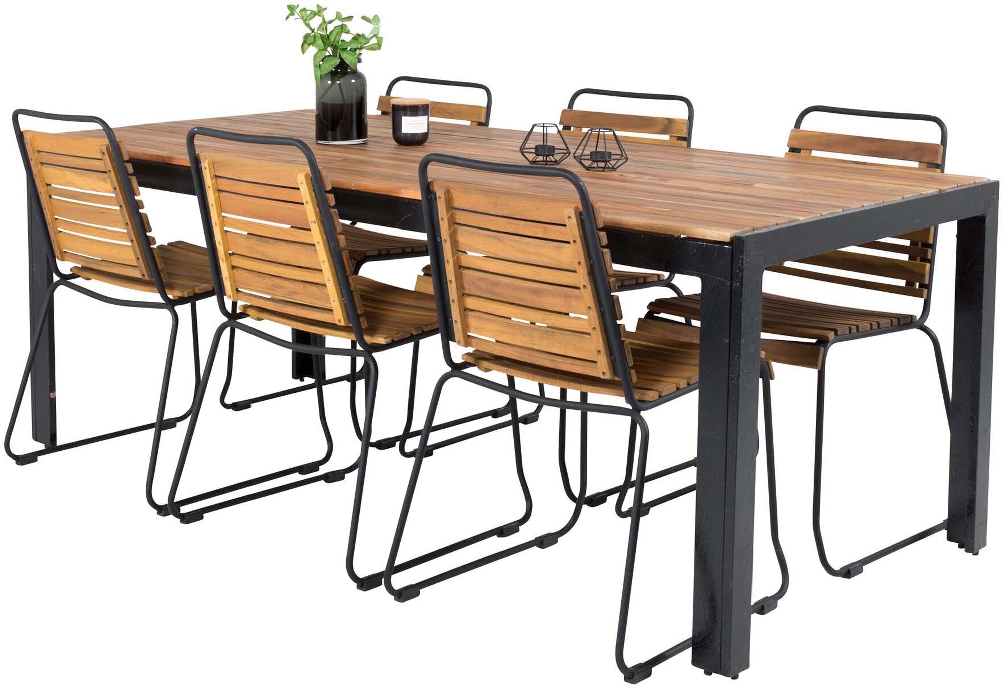 Bois Outdoor-Tischset 205cm/6St. in Schwarz präsentiert im Onlineshop von KAQTU Design AG. Gartentischset ist von Venture Home