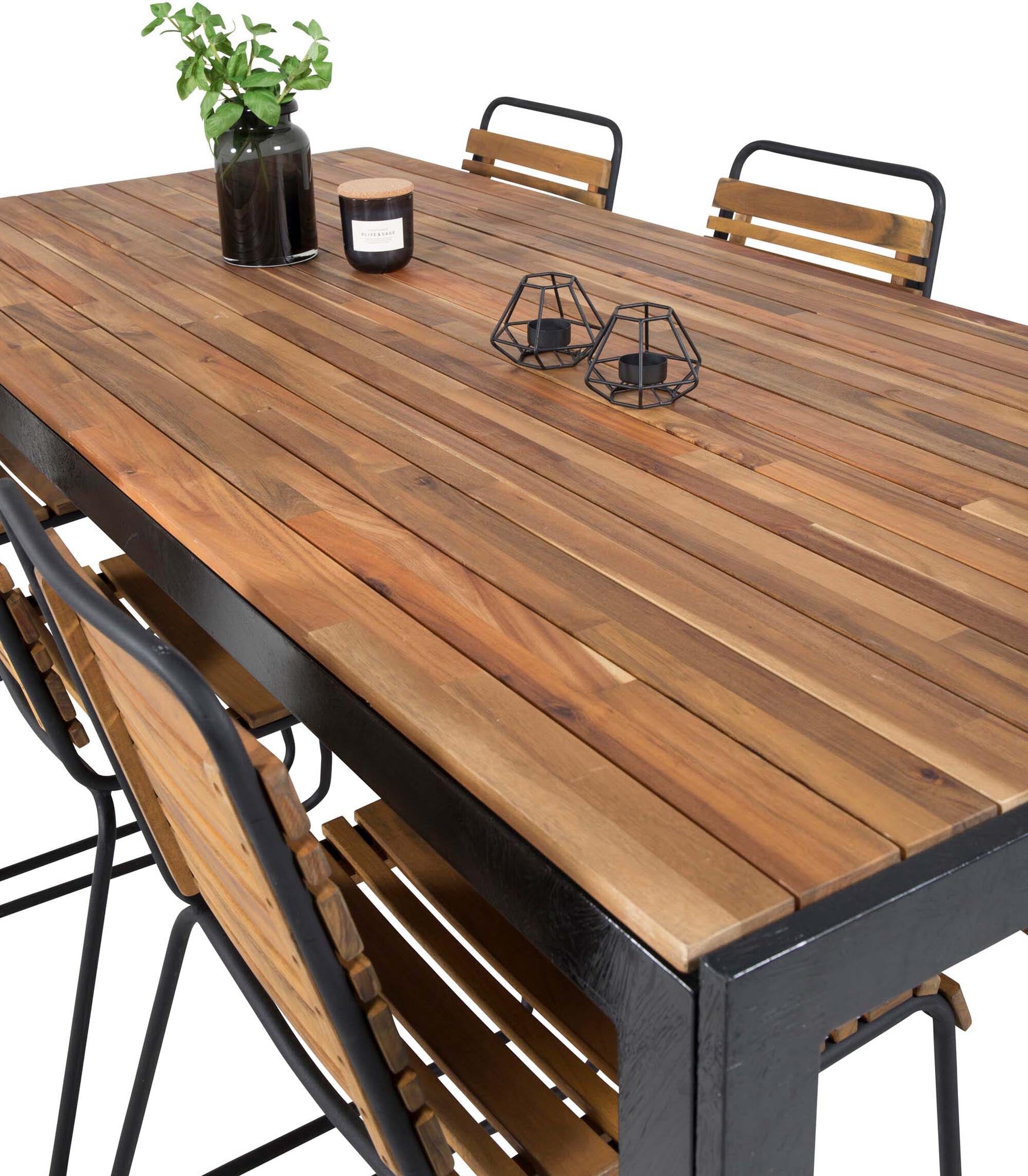 Bois Outdoor-Tischset 205cm/6St. in Schwarz präsentiert im Onlineshop von KAQTU Design AG. Gartentischset ist von Venture Home