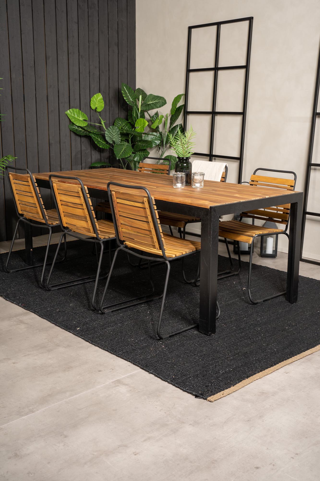 Bois Outdoor-Tischset 205cm/6St. in Schwarz präsentiert im Onlineshop von KAQTU Design AG. Gartentischset ist von Venture Home