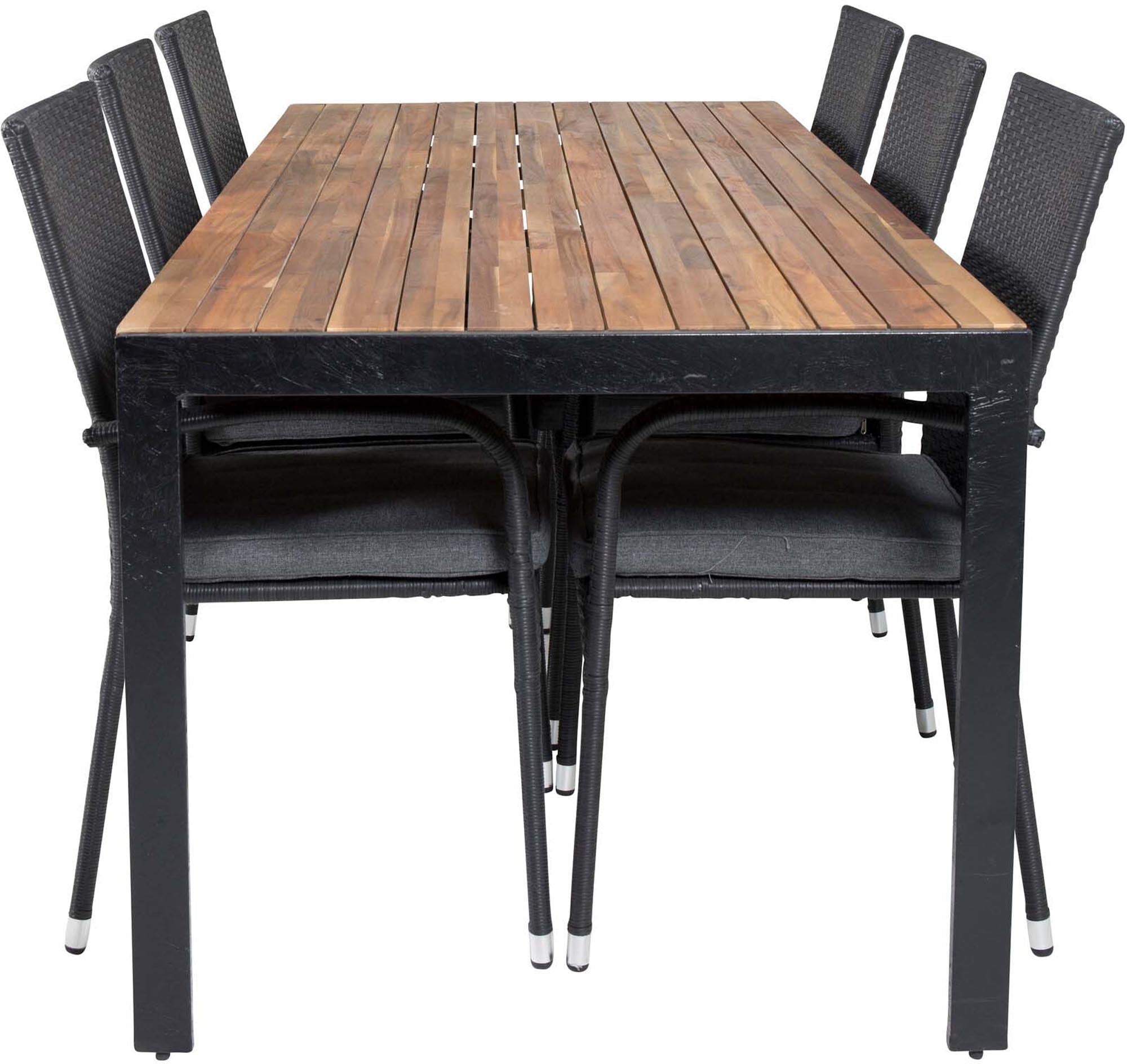 Bois Outdoor-Tischset + Anna 205cm/6St. in Schwarz präsentiert im Onlineshop von KAQTU Design AG. Gartentischset ist von Venture Home