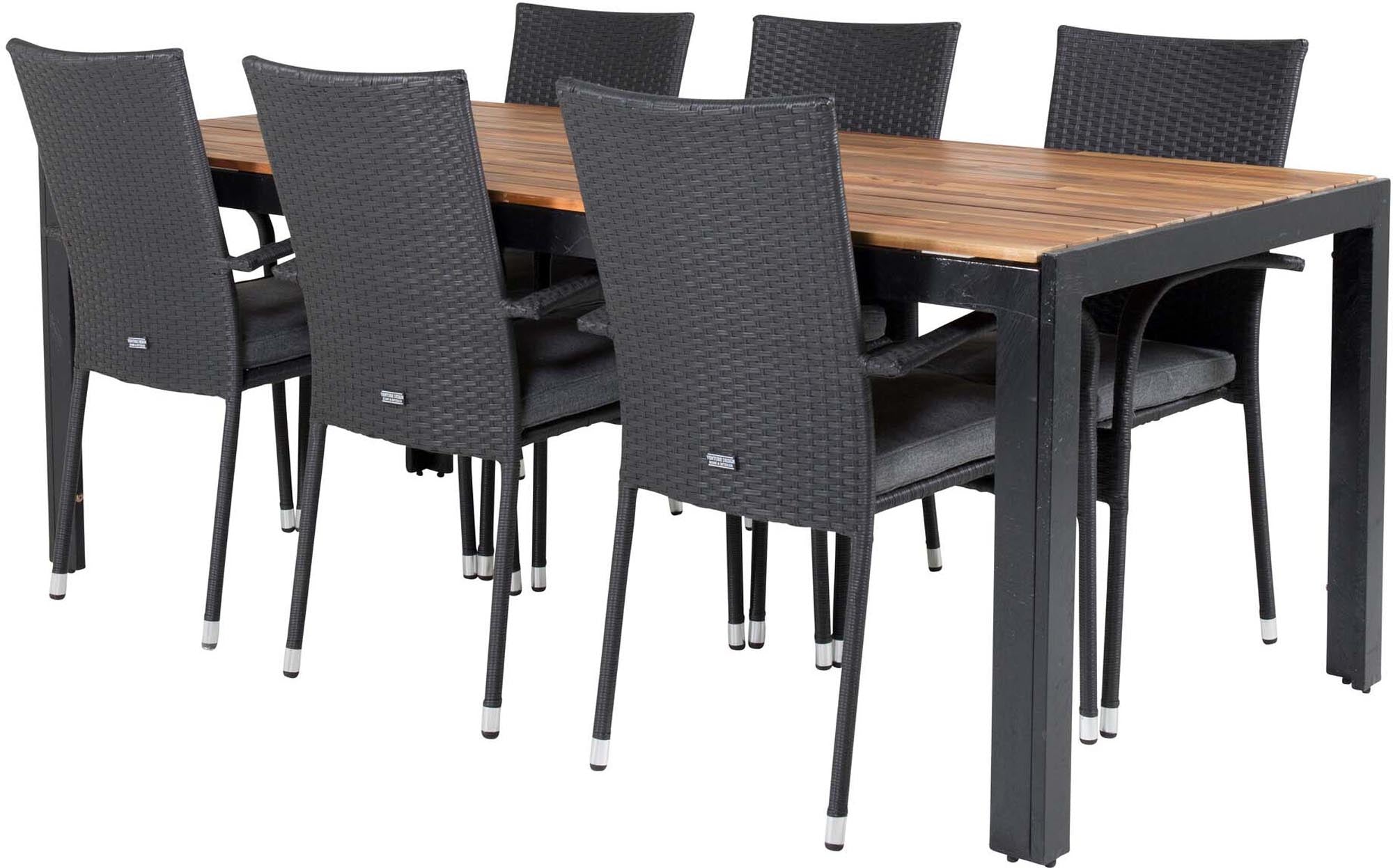 Stilvolles Bois Outdoor-Tischset von Venture Home für gesellige Abende im Freien. Platz für 6 Personen, wetterfest und langlebig.