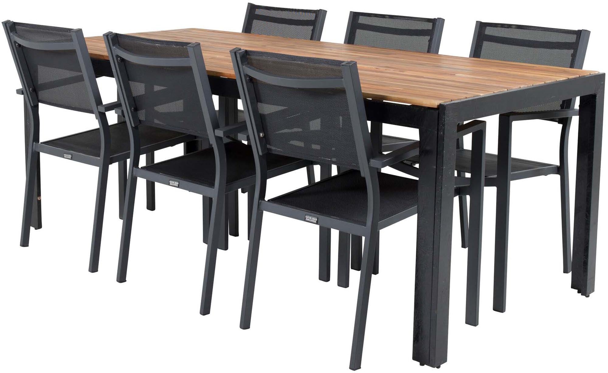 Bois Outdoor-Tischset + Copacabana 205cm/6St. in Schwarz präsentiert im Onlineshop von KAQTU Design AG. Gartentischset ist von Venture Home