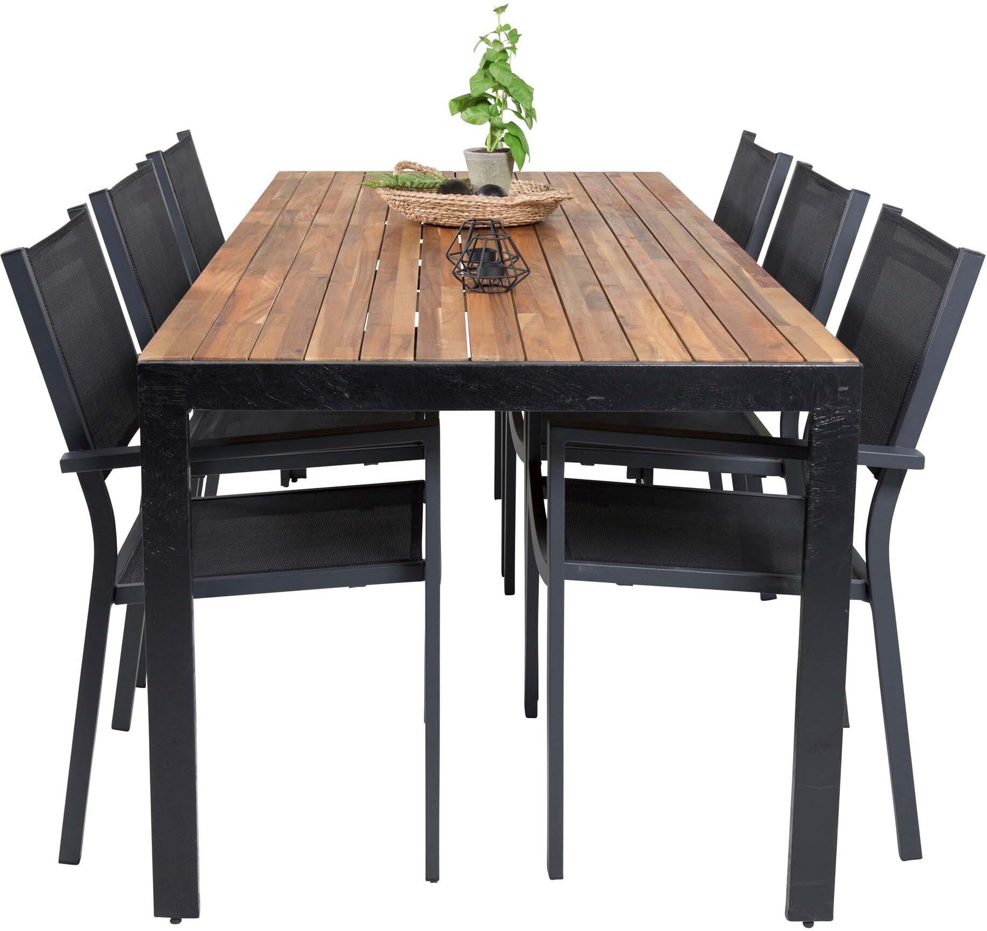 Bois Outdoor-Tischset + Copacabana 205cm/6St. in Schwarz präsentiert im Onlineshop von KAQTU Design AG. Gartentischset ist von Venture Home