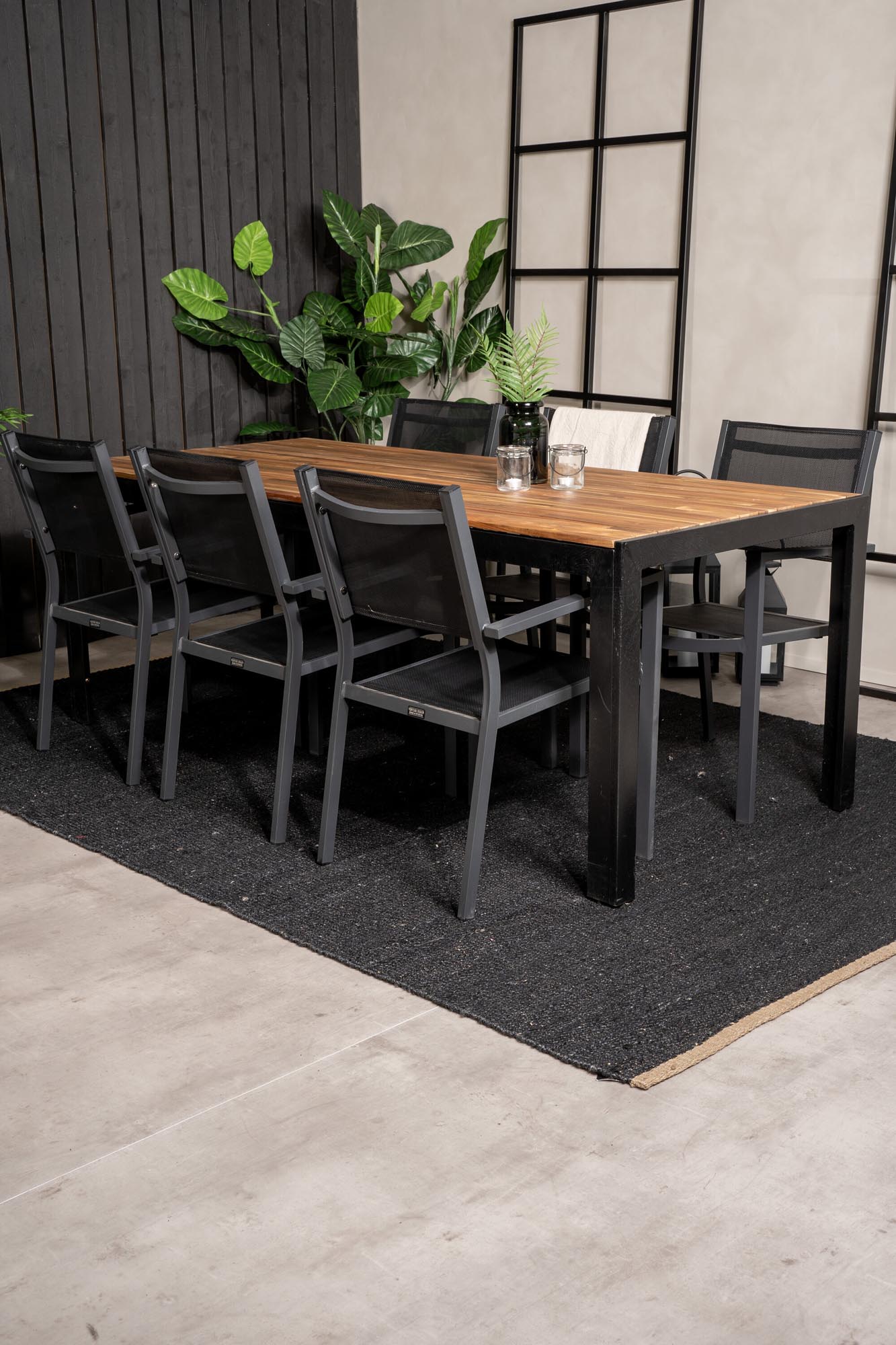 Bois Outdoor-Tischset + Copacabana 205cm/6St. in Schwarz präsentiert im Onlineshop von KAQTU Design AG. Gartentischset ist von Venture Home
