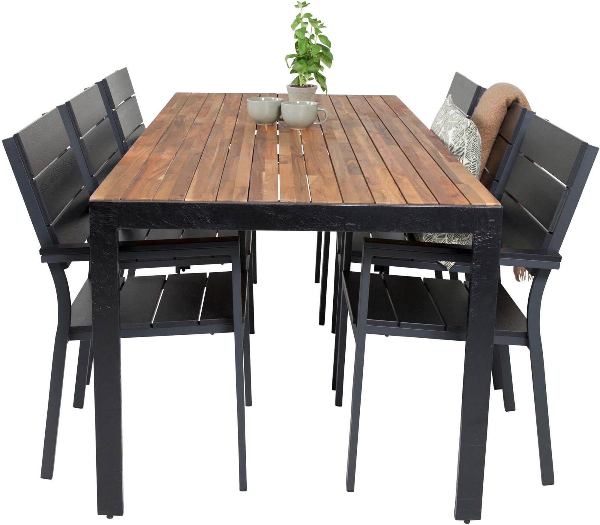 Bois Outdoor-Tischset + Levels 205cm/6St.: Stilvolles Gartentischset für entspannte Abende im Freien. Hochwertige Materialien für Langlebigkeit und Komfort.