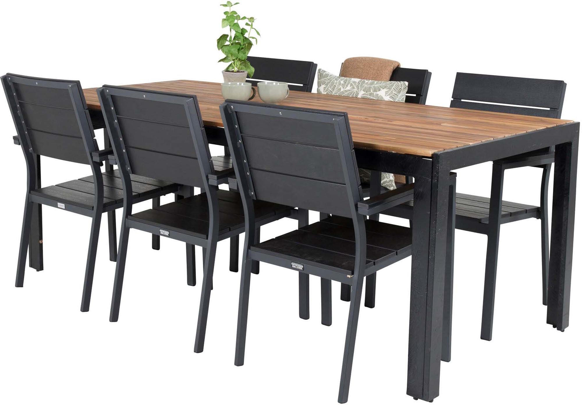 Bois Outdoor-Tischset + Levels 205cm/6St. in Schwarz präsentiert im Onlineshop von KAQTU Design AG. Gartentischset ist von Venture Home