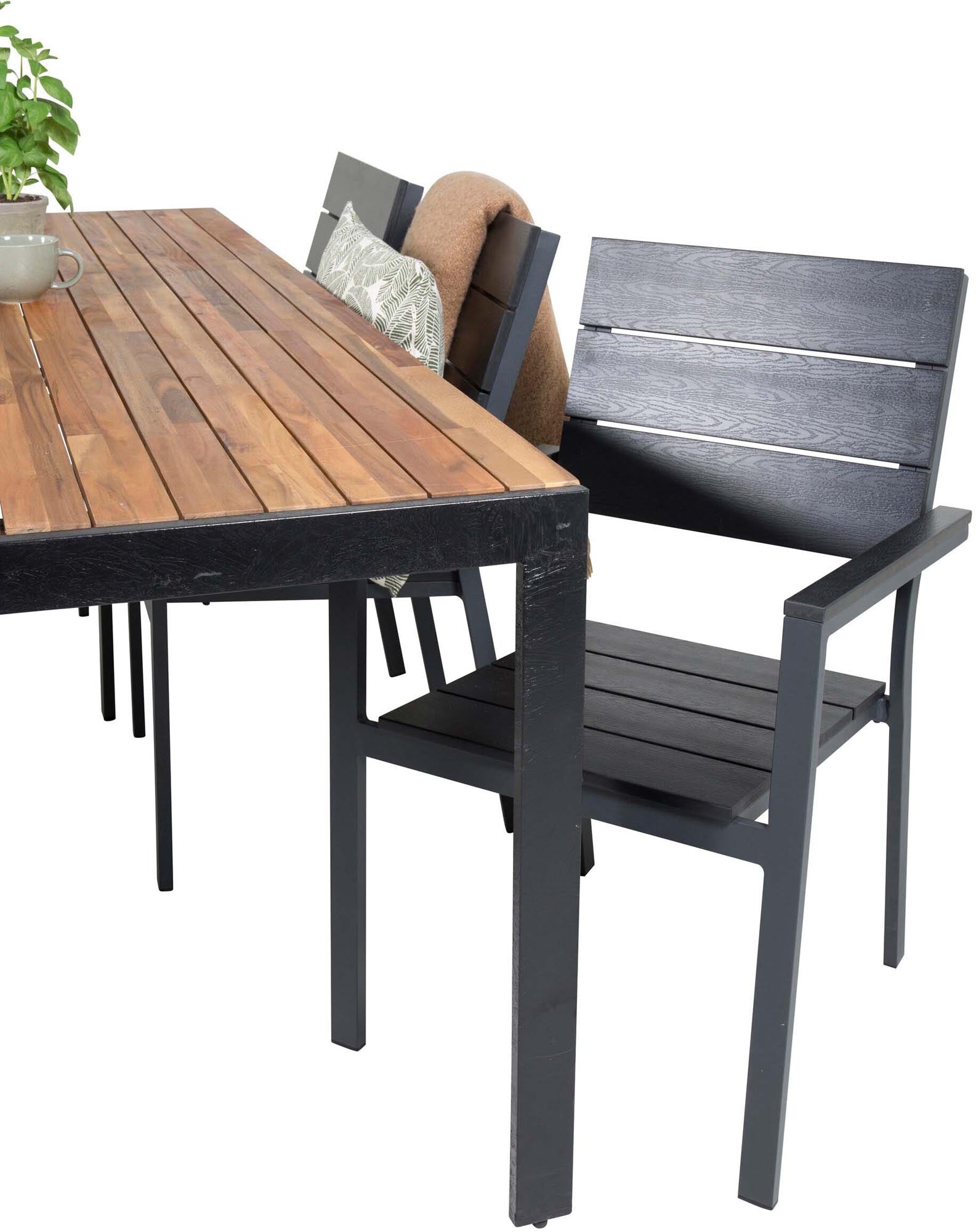Bois Outdoor-Tischset + Levels 205cm/6St. in Schwarz präsentiert im Onlineshop von KAQTU Design AG. Gartentischset ist von Venture Home