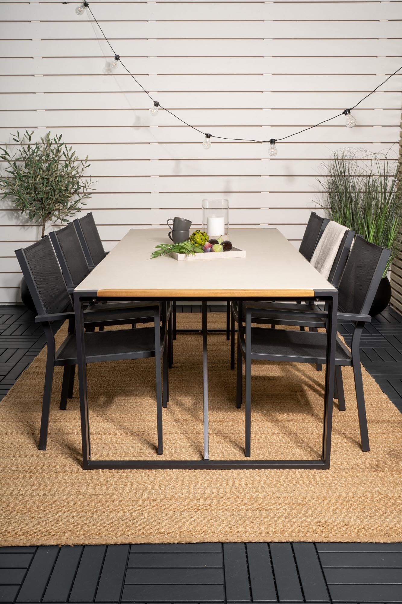Texas Outdoor-Tischset + Copacabana 200cm/6St. in Schwarz präsentiert im Onlineshop von KAQTU Design AG. Gartentischset ist von Venture Home