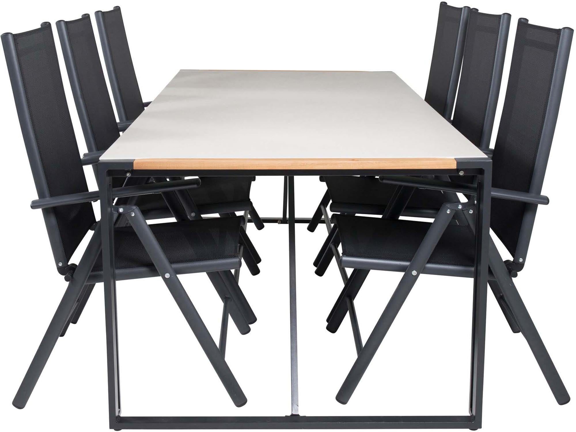 Texas Outdoor-Tischset + Break 200cm/6St. in Schwarz präsentiert im Onlineshop von KAQTU Design AG. Gartentischset ist von Venture Home