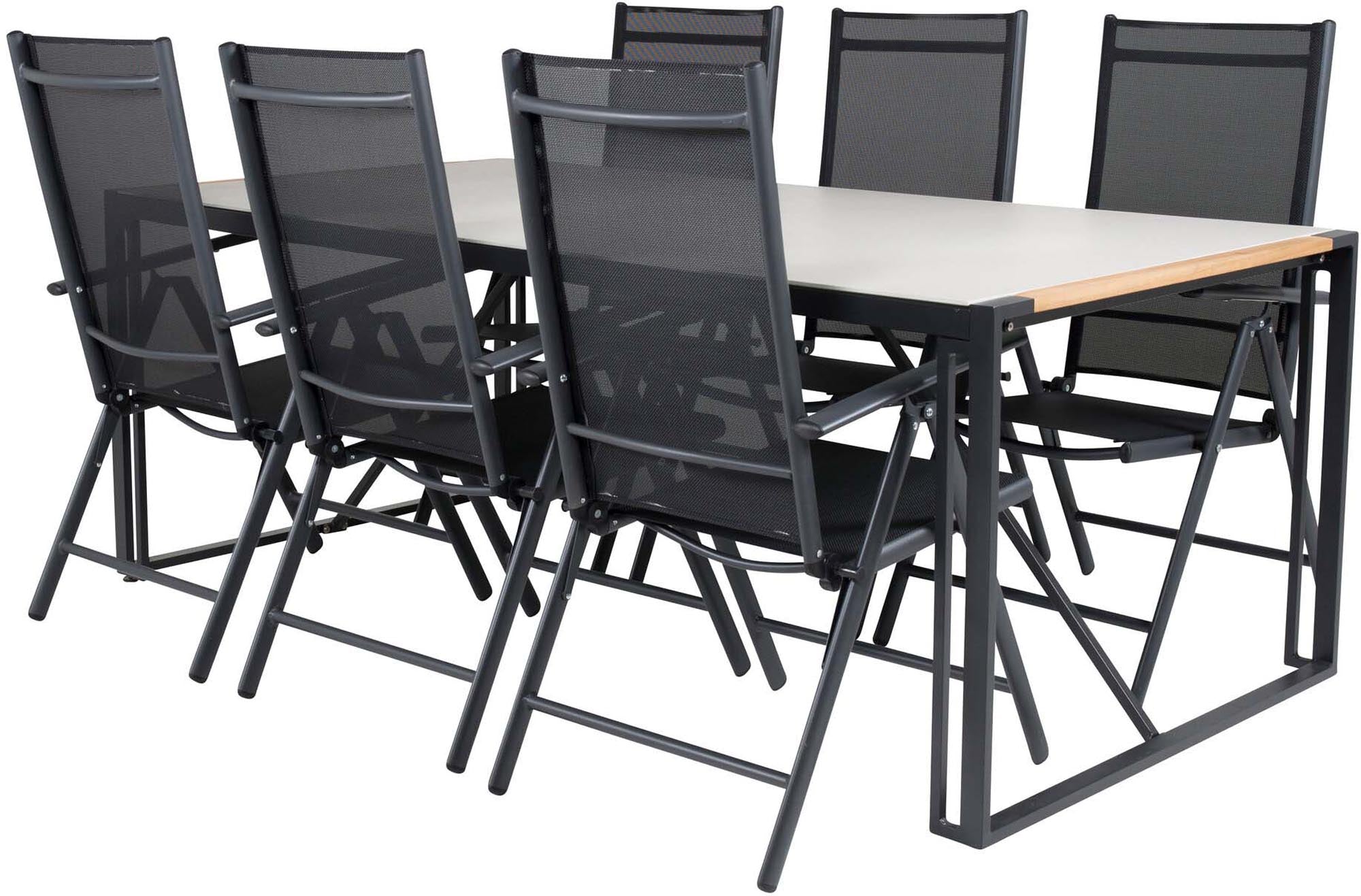 Texas Outdoor-Tischset + Break 200cm/6St. in Schwarz präsentiert im Onlineshop von KAQTU Design AG. Gartentischset ist von Venture Home