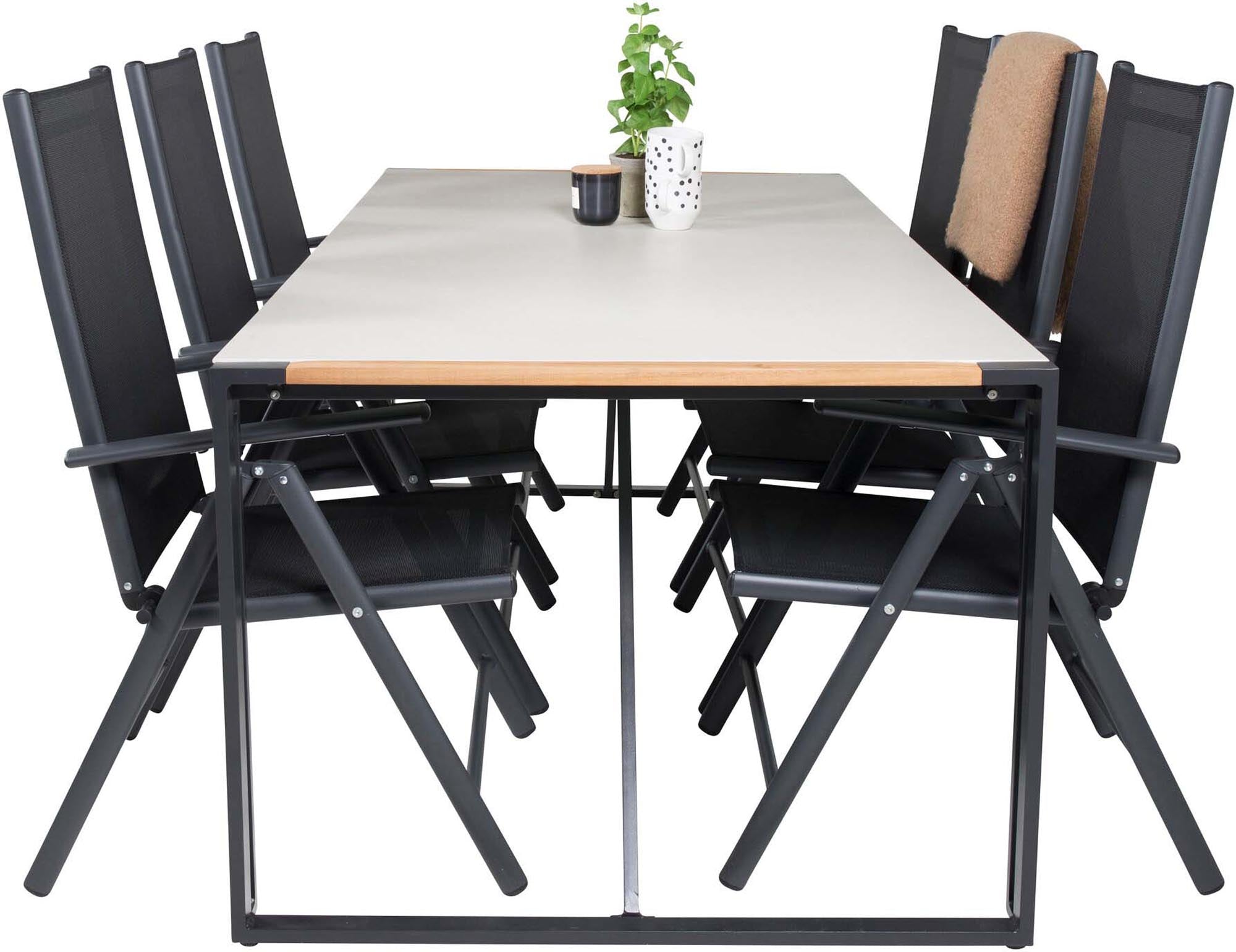 Texas Outdoor-Tischset + Break 200cm/6St. in Schwarz präsentiert im Onlineshop von KAQTU Design AG. Gartentischset ist von Venture Home