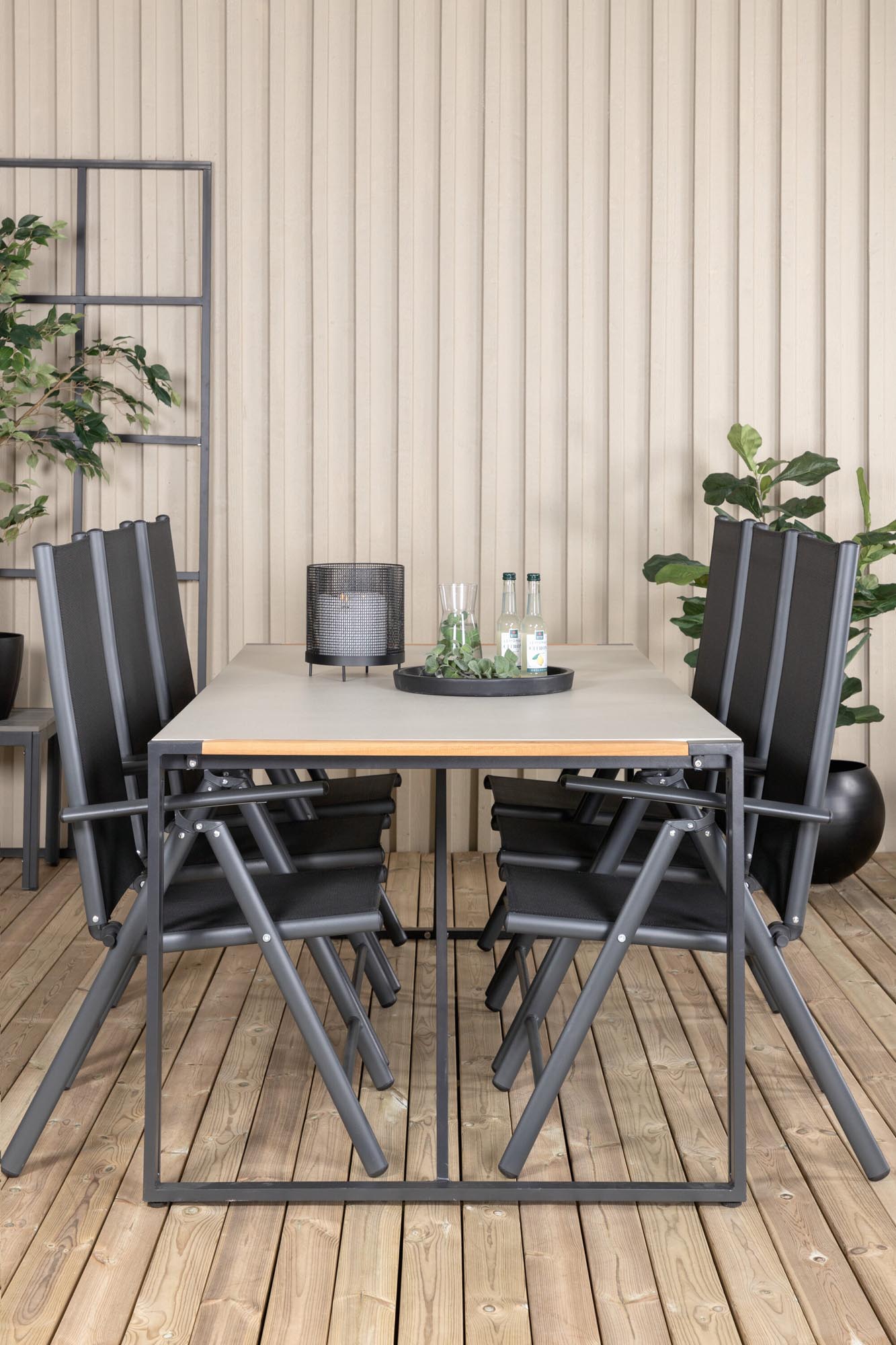 Texas Outdoor-Tischset + Break 200cm/6St. in Schwarz präsentiert im Onlineshop von KAQTU Design AG. Gartentischset ist von Venture Home