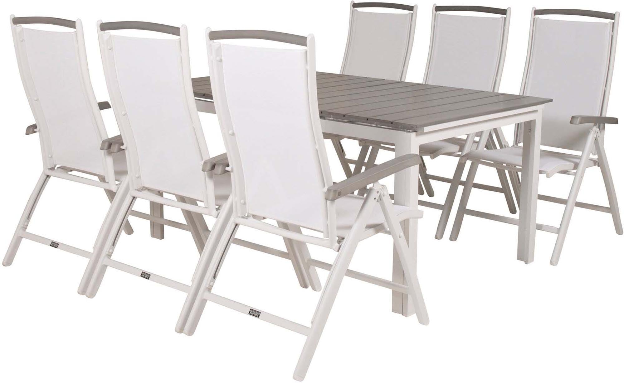 Stylisches und ausziehbares Levels Outdoor-Tischset mit Albany Stühlen für unvergessliche Gartenpartys und entspannte Abende im Freien.