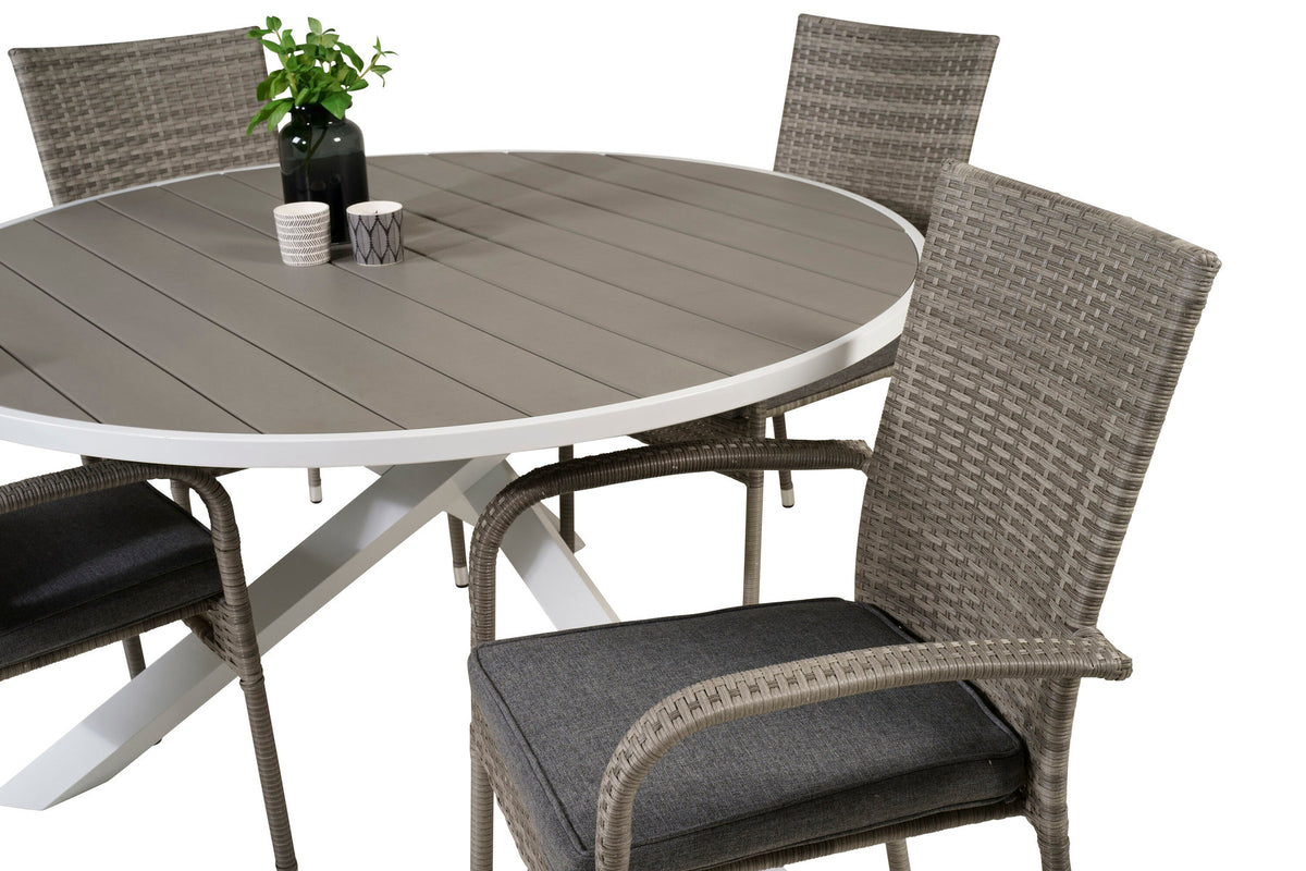 Parma Outdoor-Tischset + Anna ⌀140cm/4St. in Grau präsentiert im Onlineshop von KAQTU Design AG. Gartentischset ist von Venture Home