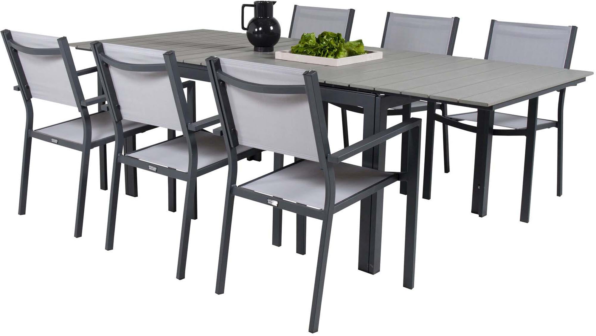 Stylisches, ausziehbares Tischset für bis zu 6 Personen. Ideal für Garten, Terrasse oder Balkon – perfekt für entspannte Outdoor-Momente.