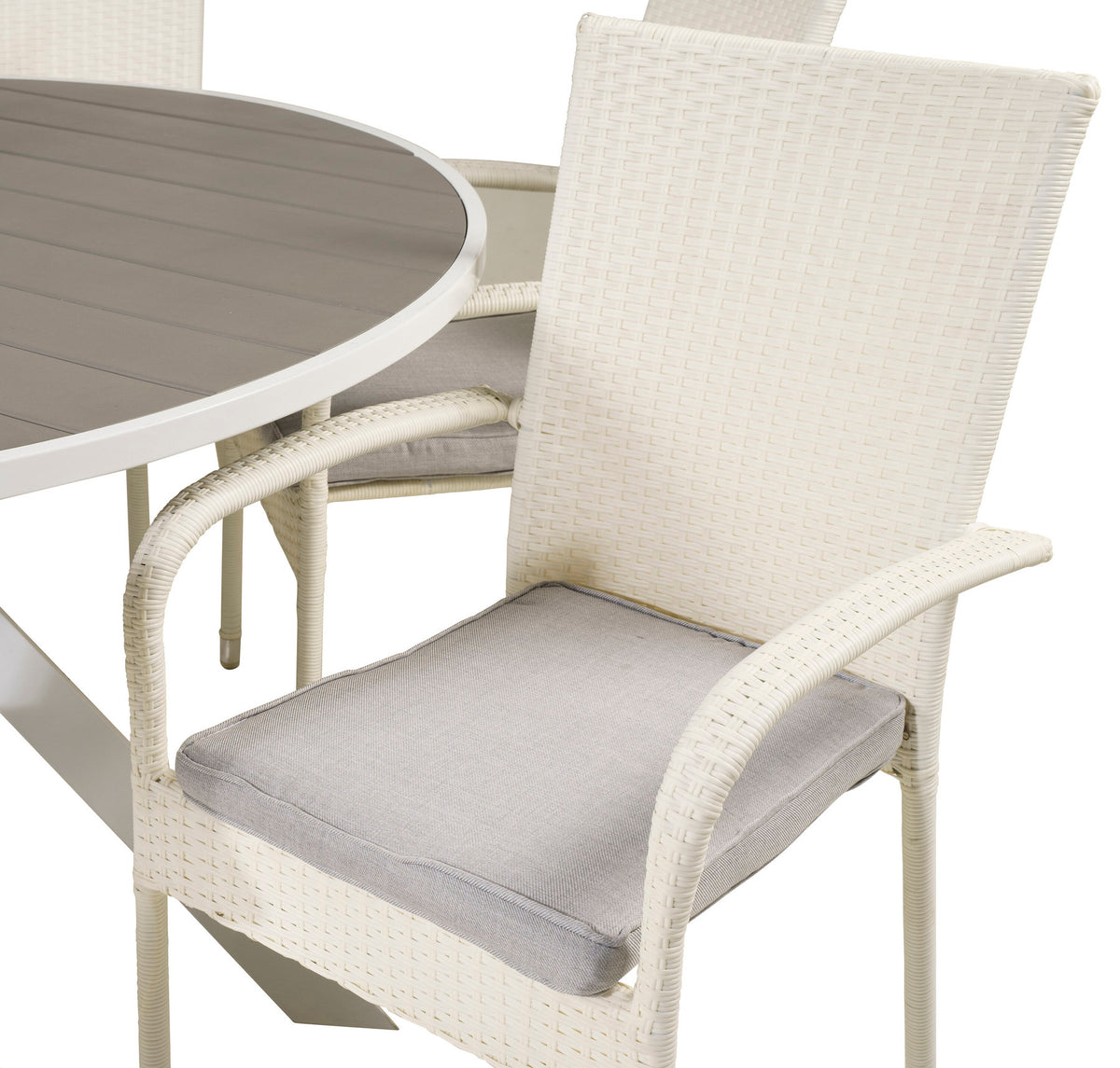 Parma Outdoor-Tischset + Anna ⌀140cm/4St. in Grau weiss präsentiert im Onlineshop von KAQTU Design AG. Gartentischset ist von Venture Home