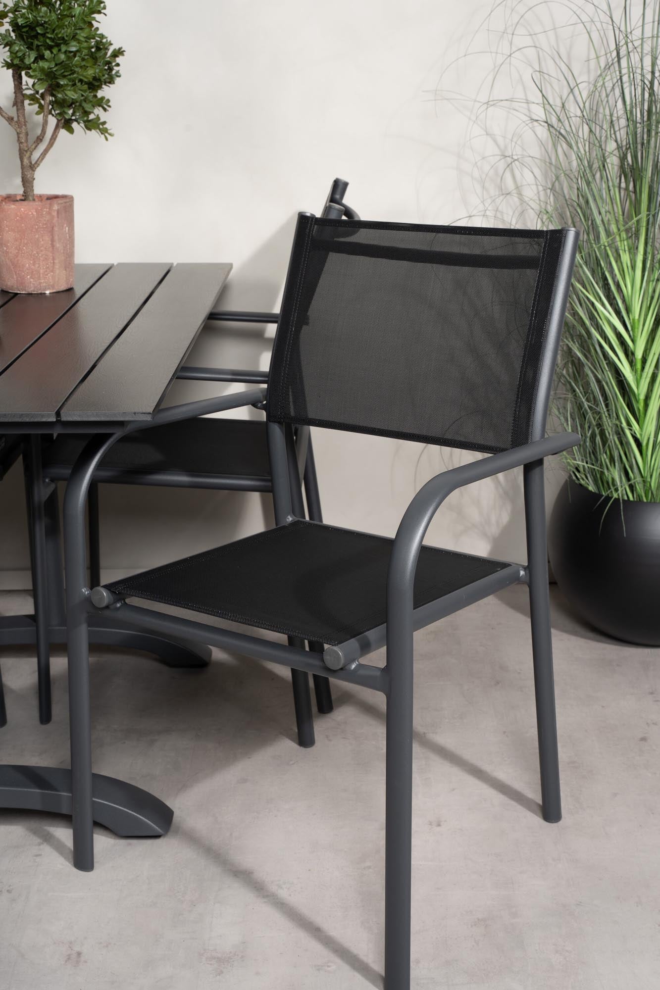 Stilvolles Denver Tischset für Terrasse, 4 Stühle, 120cm Tisch.