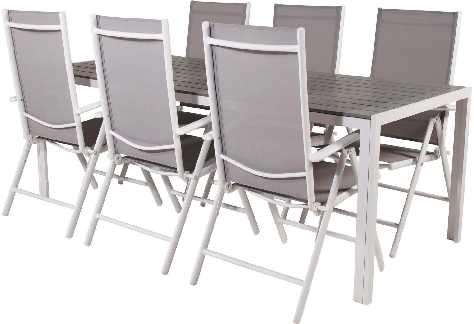 Stilvolles 6-teiliges Outdoor-Tischset von Venture Home, ideal für gesellige Stunden im Freien. Robuste Materialien für Langlebigkeit.