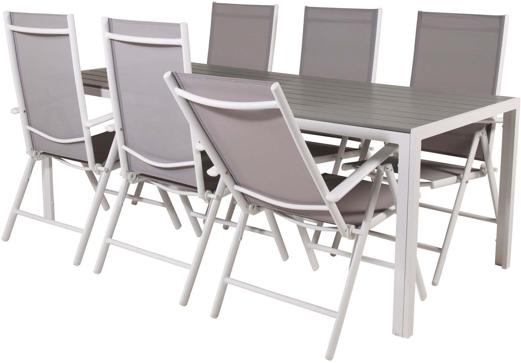 Stilvolles Break Outdoor-Tischset 205cm von Venture Home: 6 komfortable Stühle, langlebige Materialien, ideal für gesellige Stunden im Freien.