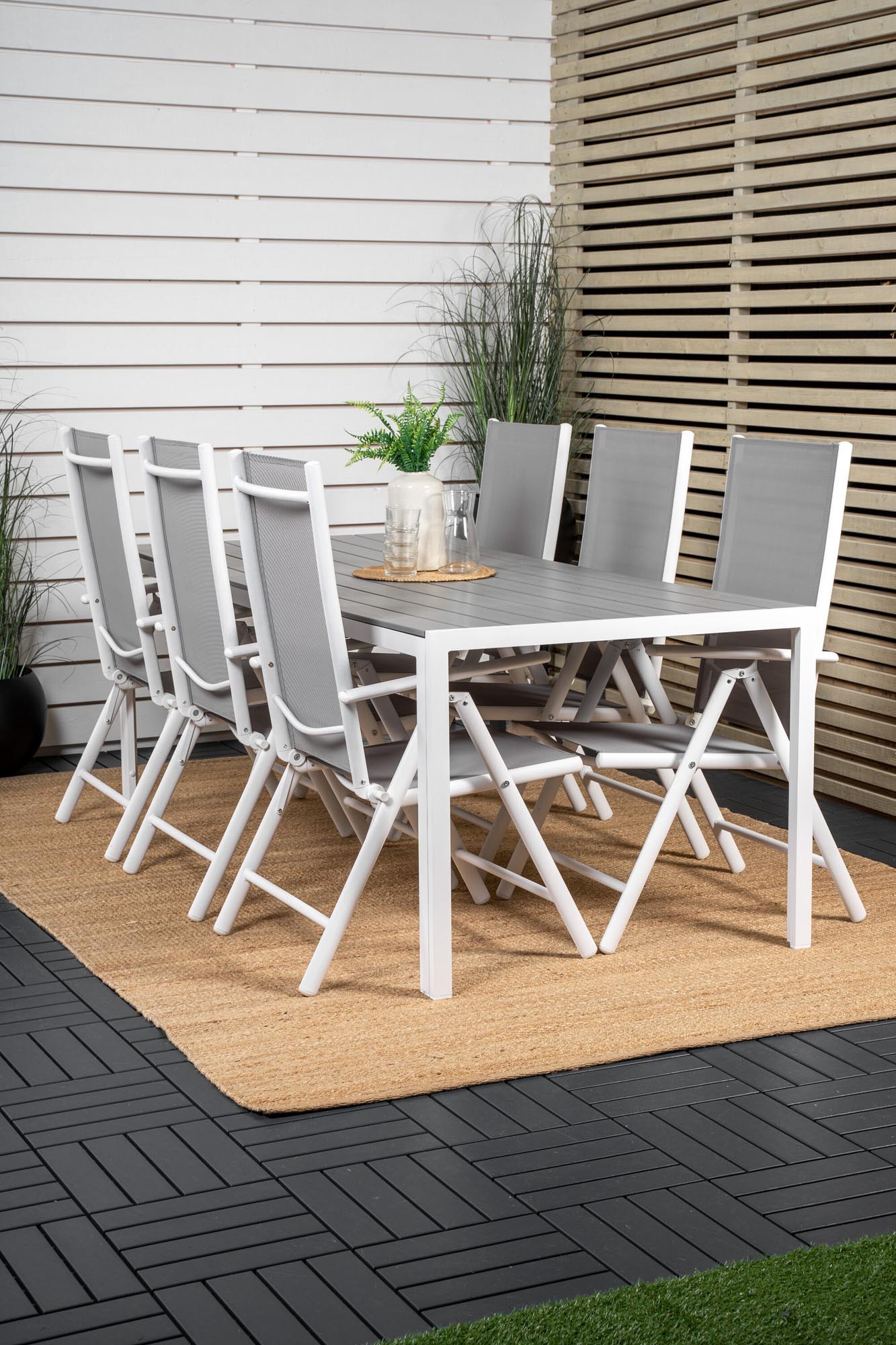 Break Outdoor-Tischset 205cm/6St. in Grau weiss präsentiert im Onlineshop von KAQTU Design AG. Gartentischset ist von Venture Home