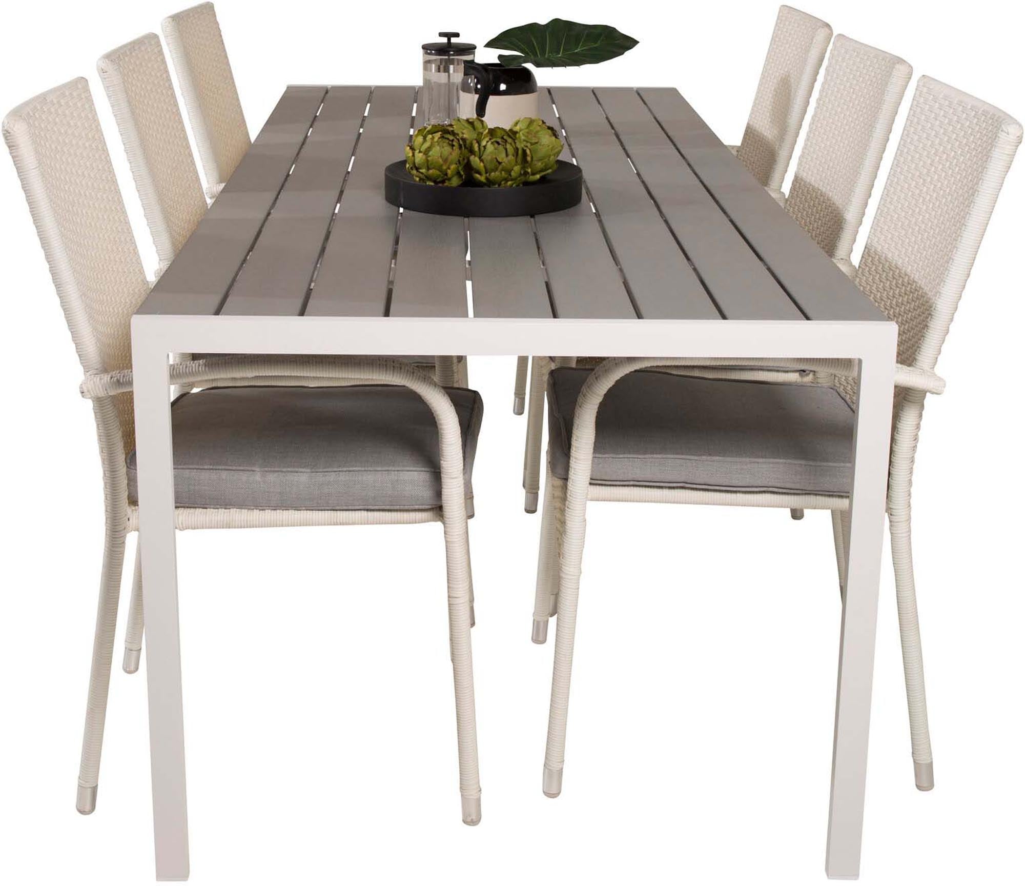 Entdecken Sie das Break Outdoor-Tischset von Venture Home: 205 cm, für 6 Personen, robust, elegant und perfekt für gesellige Momente im Freien.