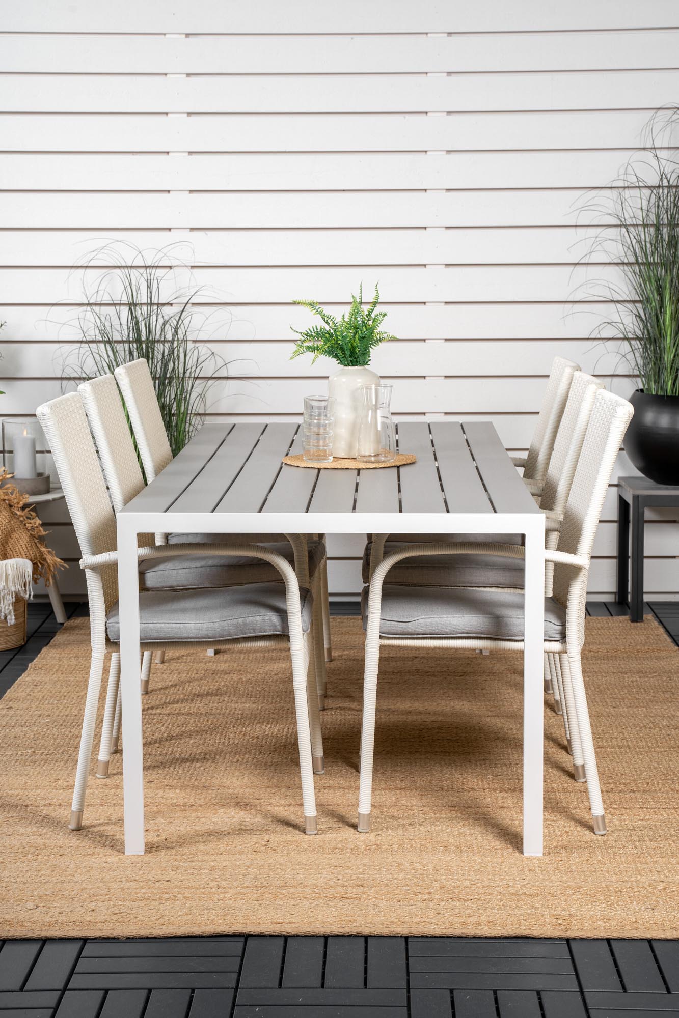 Break Outdoor-Tischset + Anna 205cm/6St. in Grau weiss präsentiert im Onlineshop von KAQTU Design AG. Gartentischset ist von Venture Home