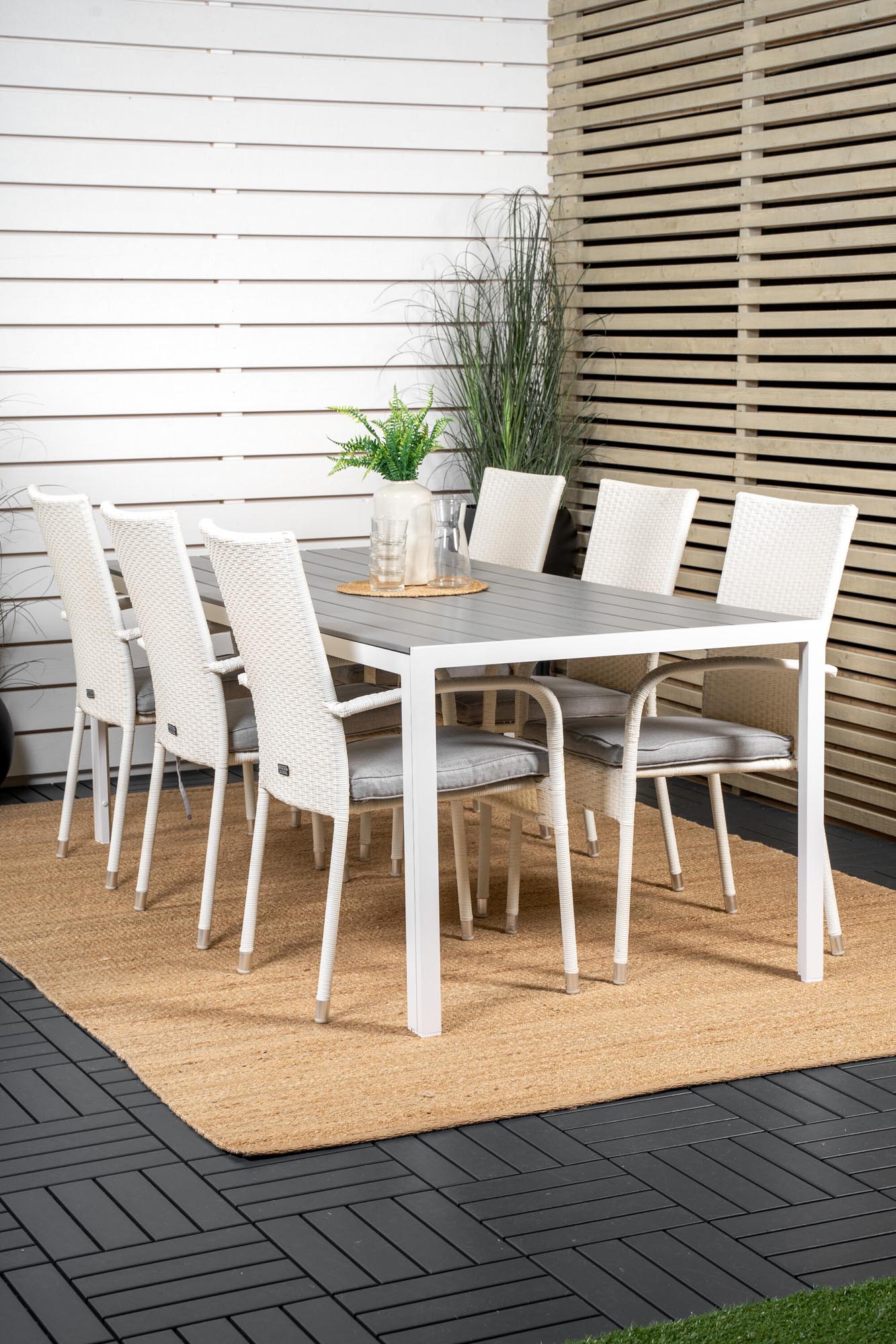 Break Outdoor-Tischset + Anna 205cm/6St. in Grau weiss präsentiert im Onlineshop von KAQTU Design AG. Gartentischset ist von Venture Home