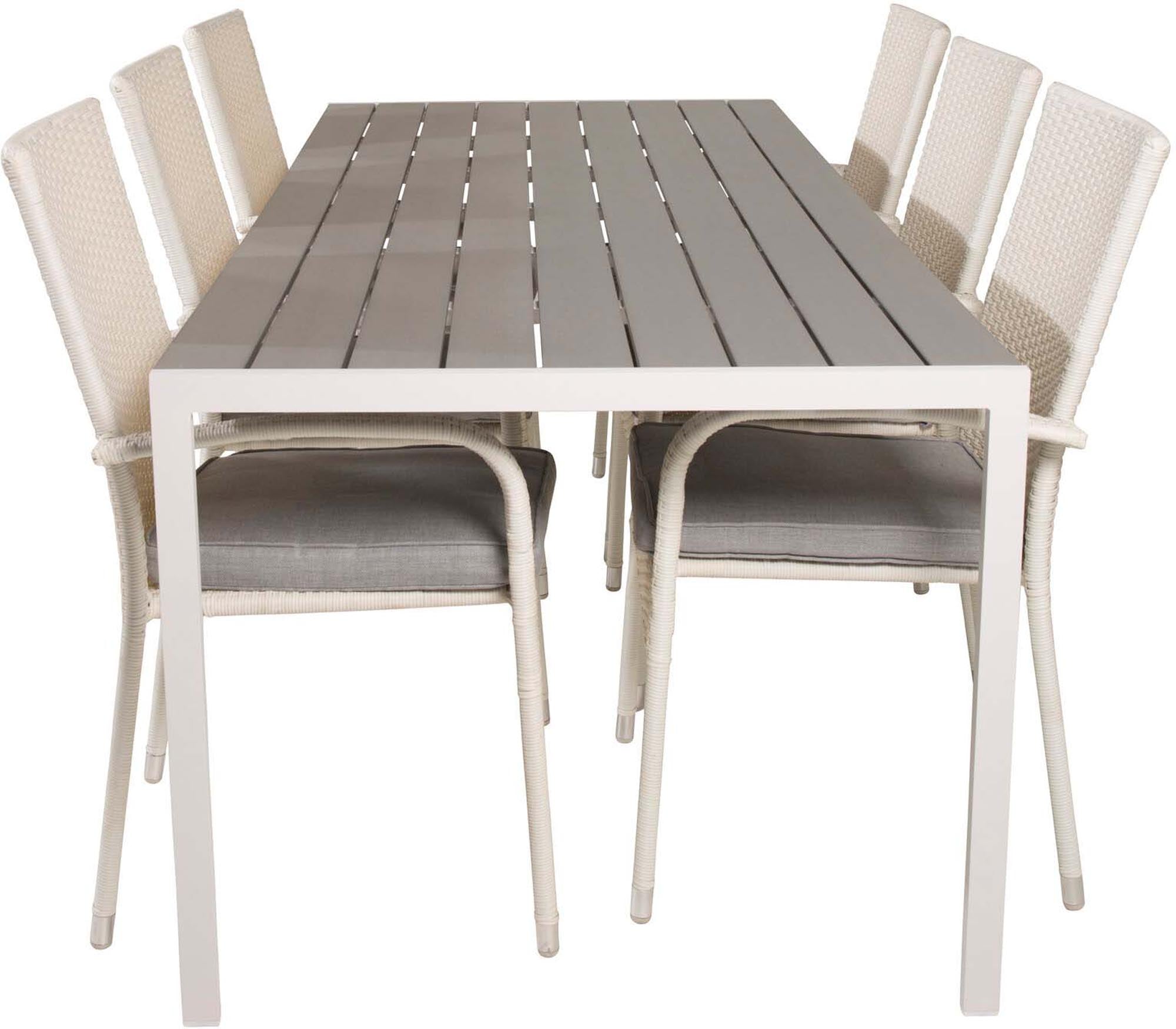 Break Outdoor-Tischset + Anna 205cm/6St. in Grau weiss präsentiert im Onlineshop von KAQTU Design AG. Gartentischset ist von Venture Home
