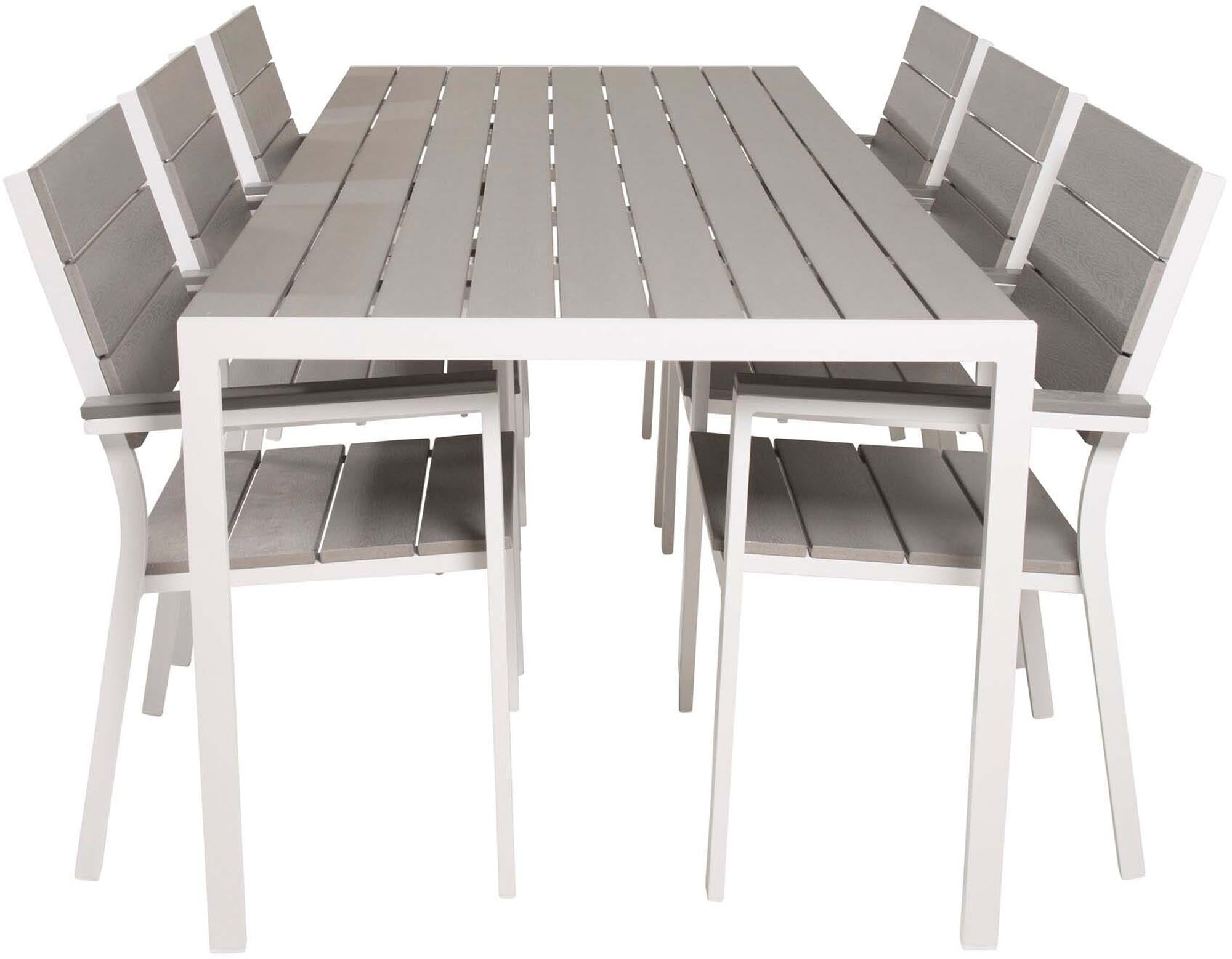 Break Outdoor-Tischset + Levels 205cm/6St. in Grau weiss präsentiert im Onlineshop von KAQTU Design AG. Gartentischset ist von Venture Home