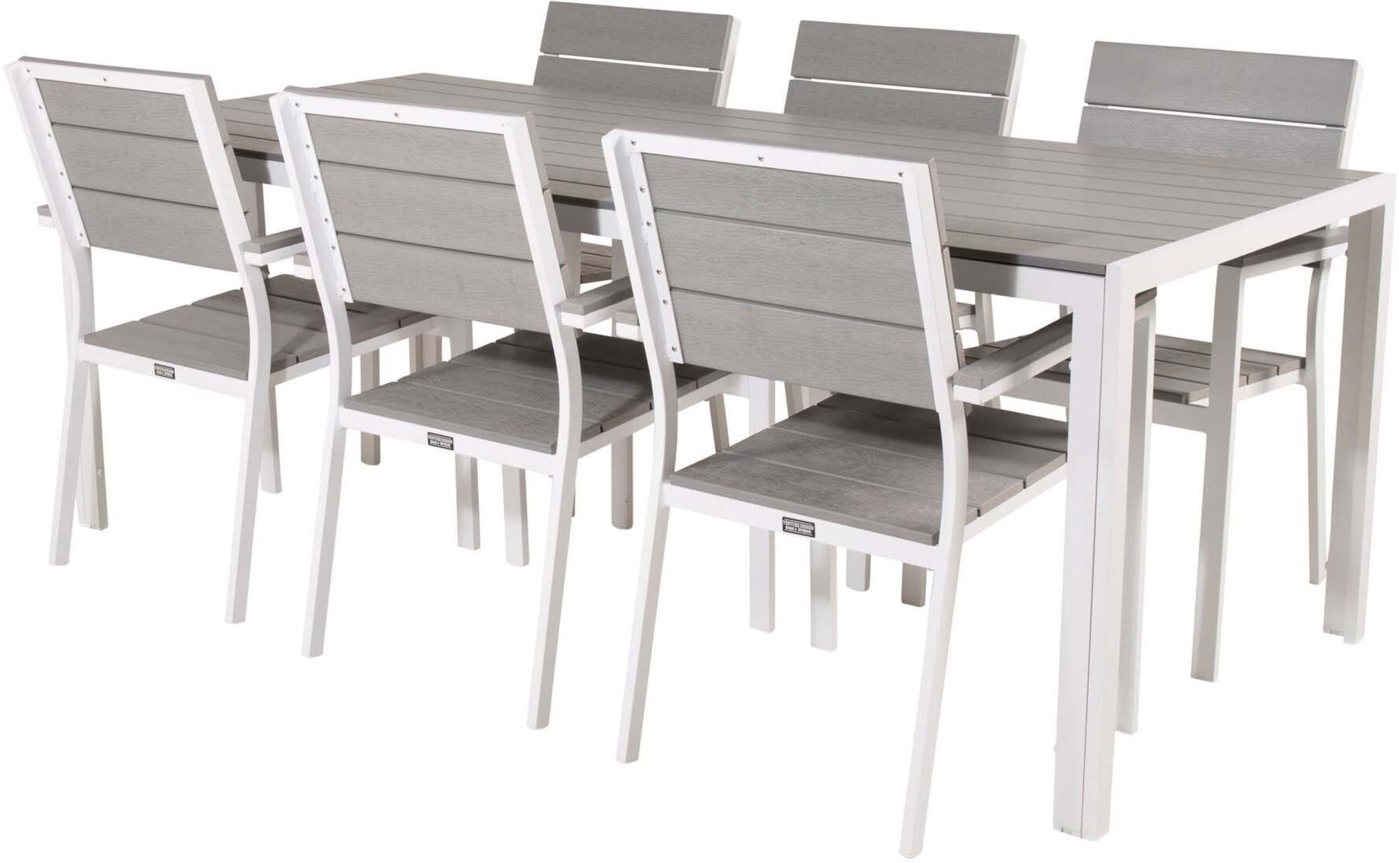 Entdecken Sie das Break Outdoor-Tischset von Venture Home – ein elegantes 205cm Set für 6 Personen, ideal für stilvolle Outdoor-Momente.
