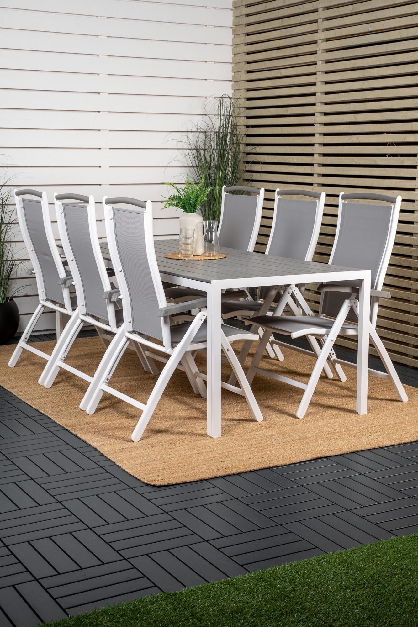 Break Outdoor-Tischset + Albany 205cm/6St. in Grau weiss präsentiert im Onlineshop von KAQTU Design AG. Gartentischset ist von Venture Home