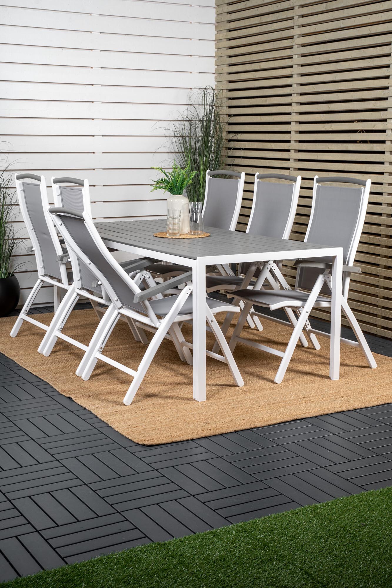 Break Outdoor-Tischset + Albany 205cm/6St. in Grau weiss präsentiert im Onlineshop von KAQTU Design AG. Gartentischset ist von Venture Home