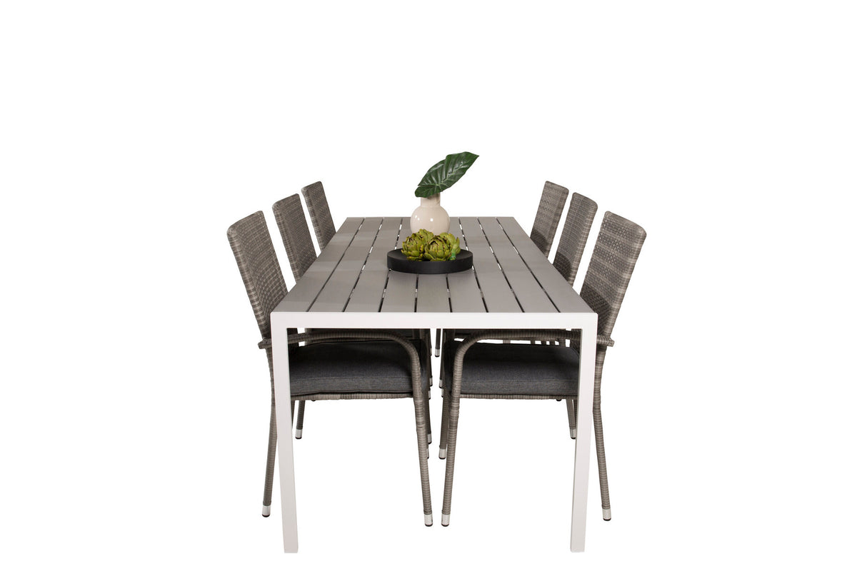 Break Outdoor-Tischset + Anna 205cm/6St. in Grau präsentiert im Onlineshop von KAQTU Design AG. Gartentischset ist von Venture Home