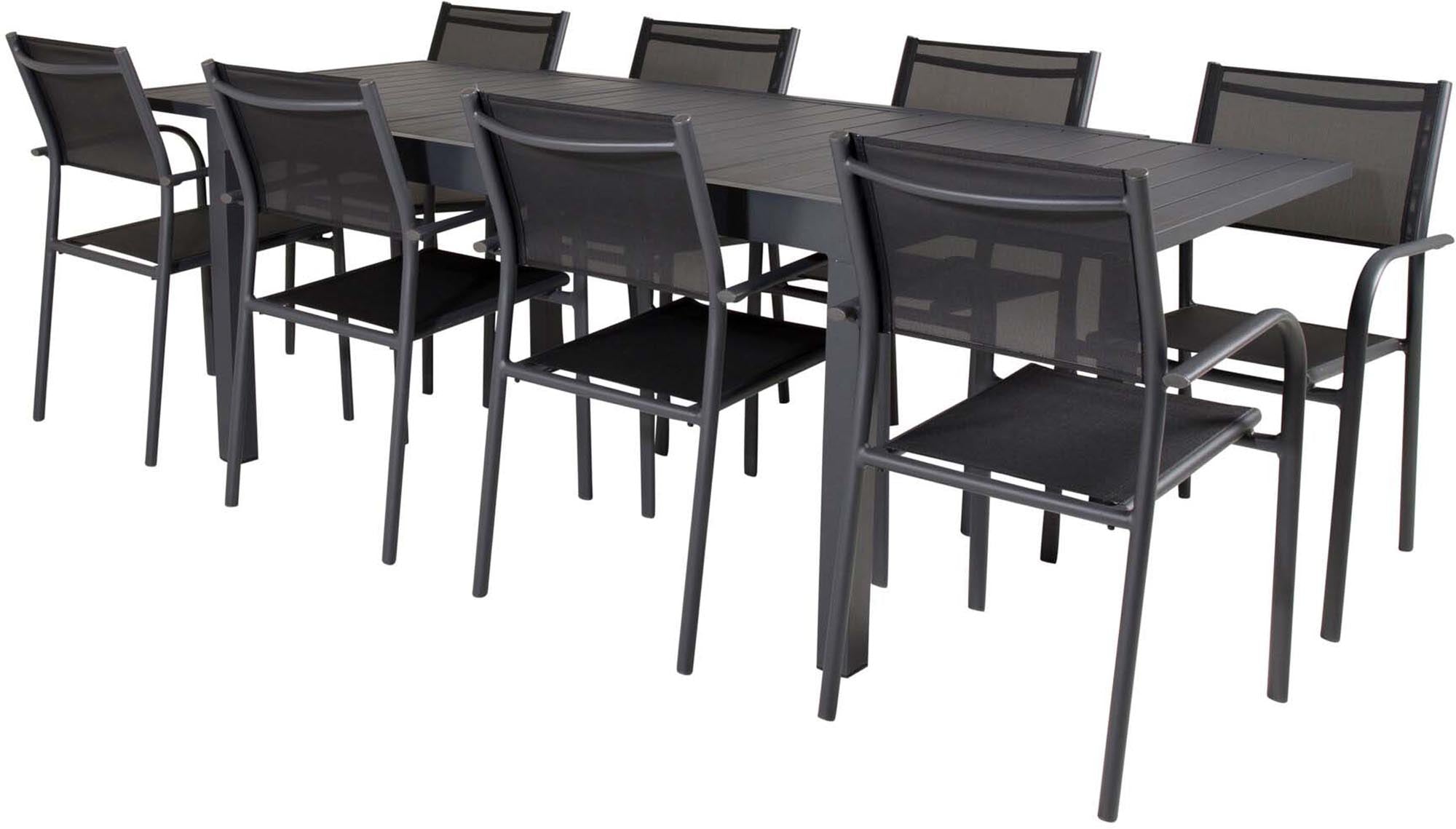 Elegantes Marbella Set: Ausziehbarer Tisch & 8 komfortable Stühle für stilvolle Outdoor-Erlebnisse.