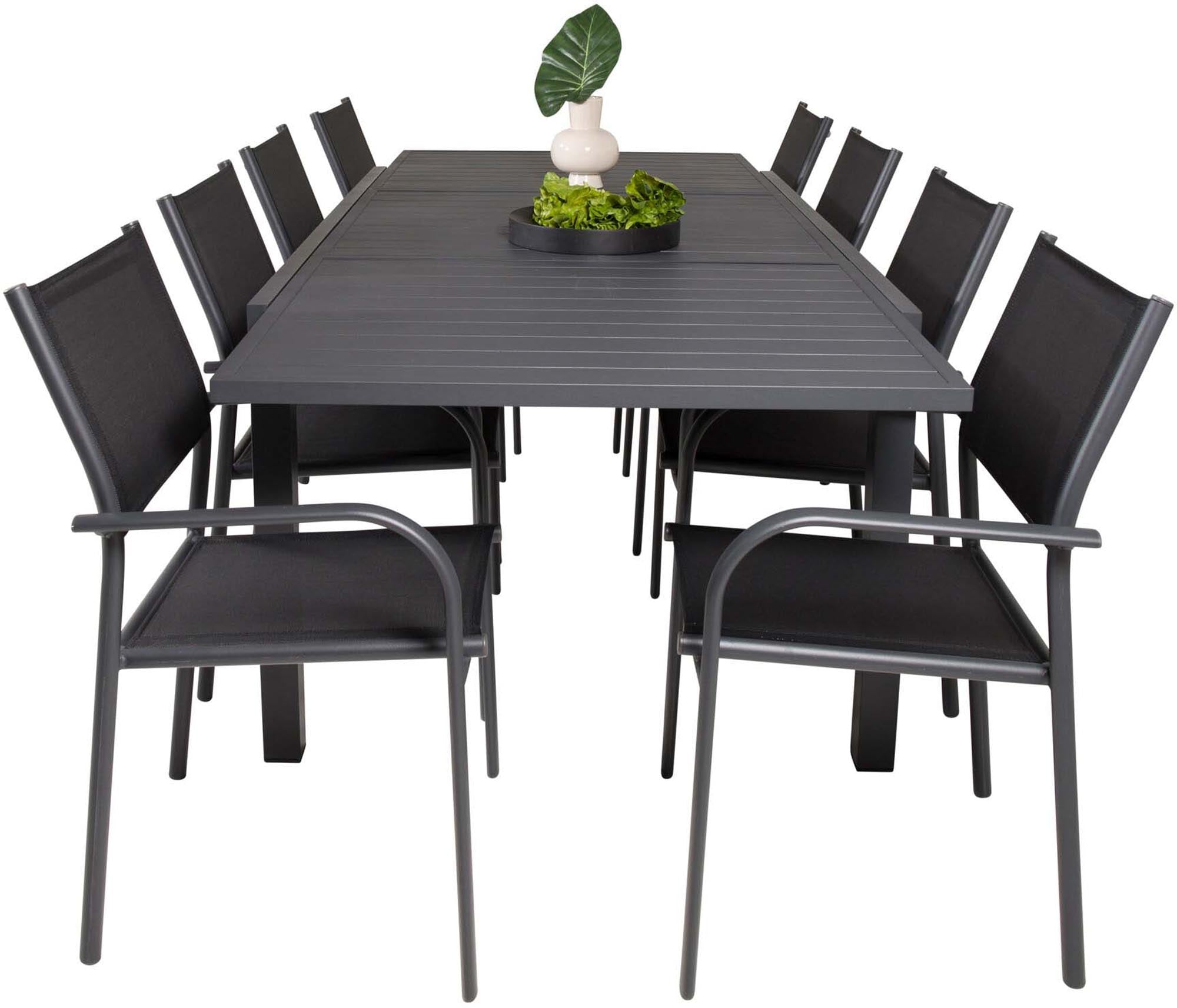 Elegantes Marbella Set: Ausziehbarer Tisch & 8 Stühle für draussen.