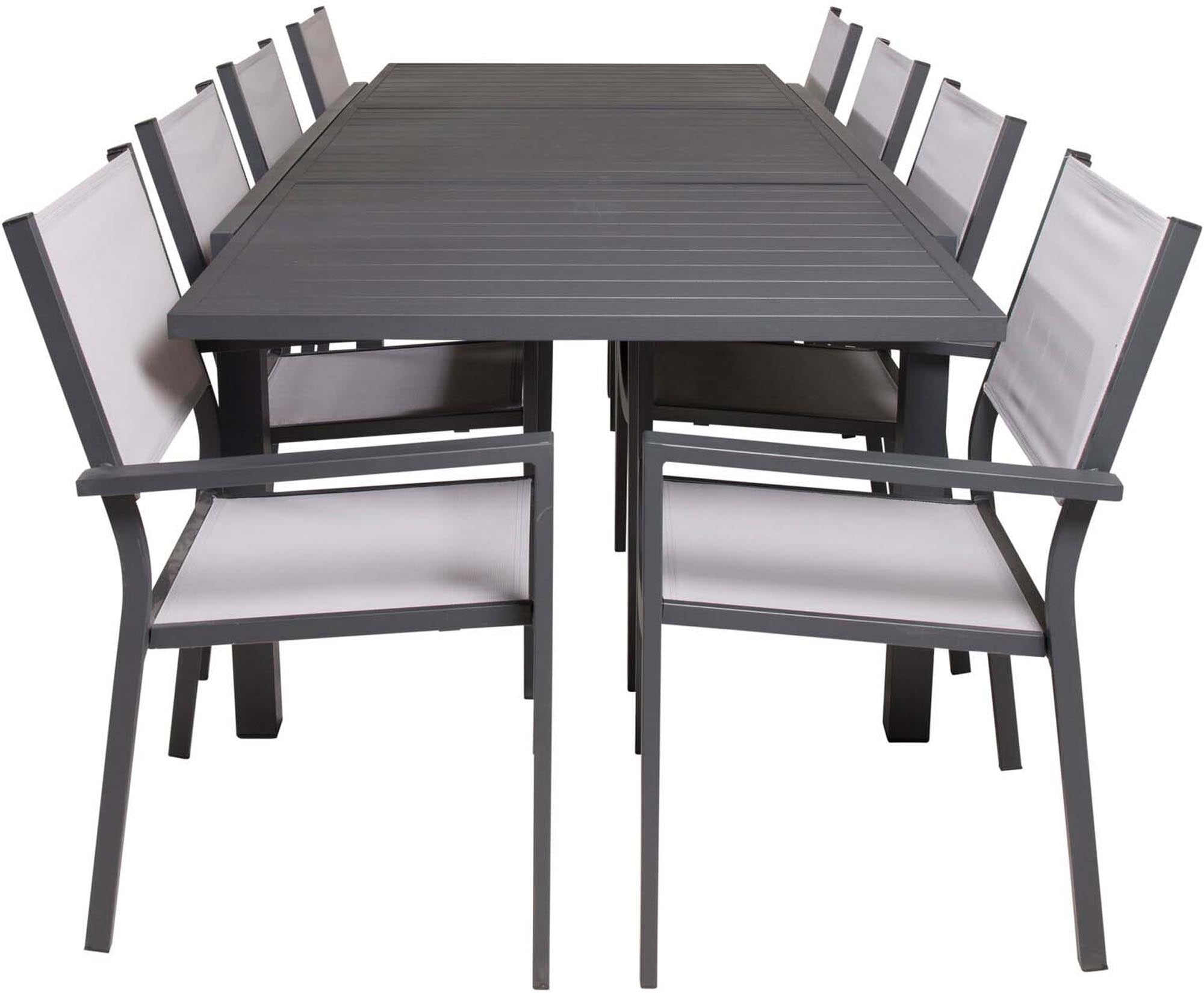 Marbella Outdoor-Tischset ausziehbar + Copacabana 240cm/8St. in Grau präsentiert im Onlineshop von KAQTU Design AG. Gartentischset ist von Venture Home
