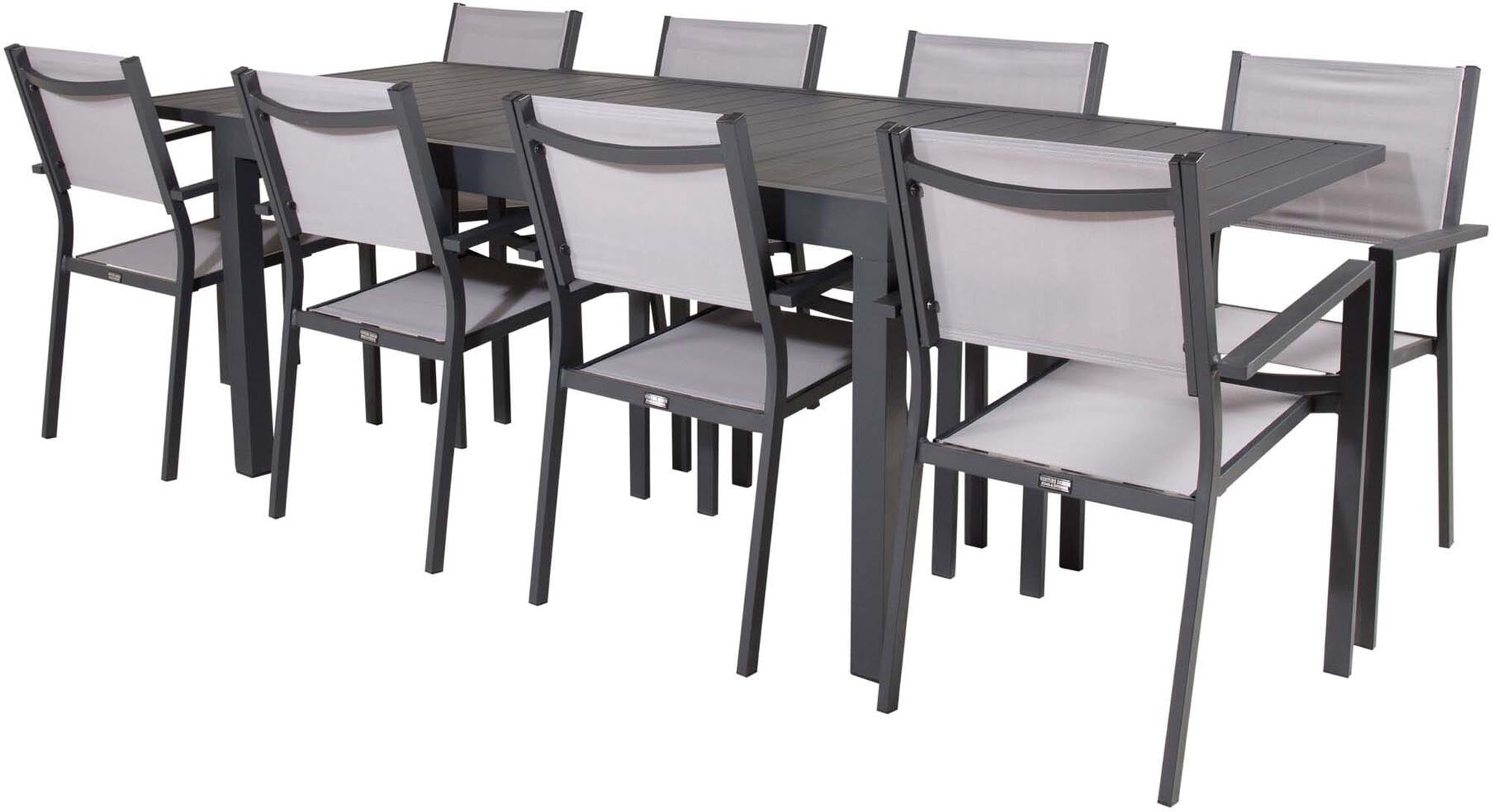 Marbella Outdoor-Tischset ausziehbar + Copacabana 240cm/8St. in Grau präsentiert im Onlineshop von KAQTU Design AG. Gartentischset ist von Venture Home