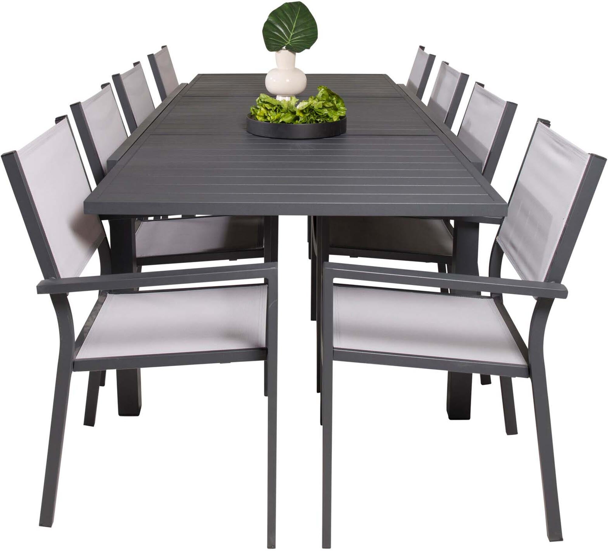 Marbella Outdoor-Tischset ausziehbar + Copacabana 240cm/8St. in Grau präsentiert im Onlineshop von KAQTU Design AG. Gartentischset ist von Venture Home