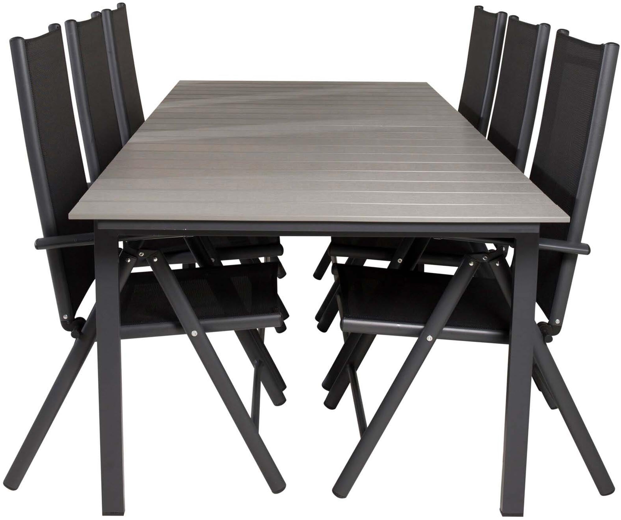 Levels Outdoor-Tischset + Break 224cm/6St. in Schwarz präsentiert im Onlineshop von KAQTU Design AG. Gartentischset ist von Venture Home