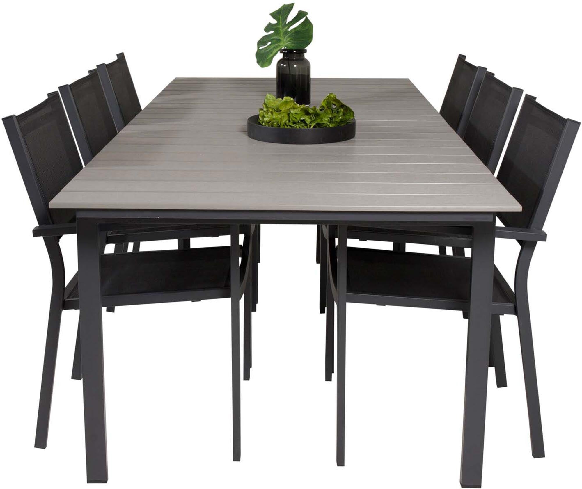 Levels Outdoor-Tischset + Copacabana 224cm/6St. in Schwarz präsentiert im Onlineshop von KAQTU Design AG. Gartentischset ist von Venture Home